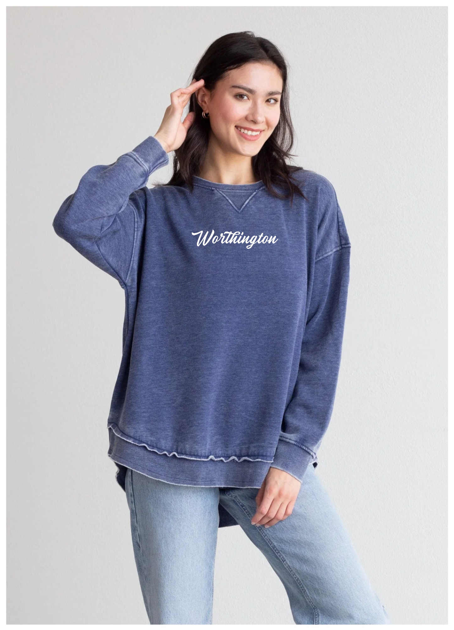 “Worthington 43085” Ohio Embroidered Women’s Campus Crew