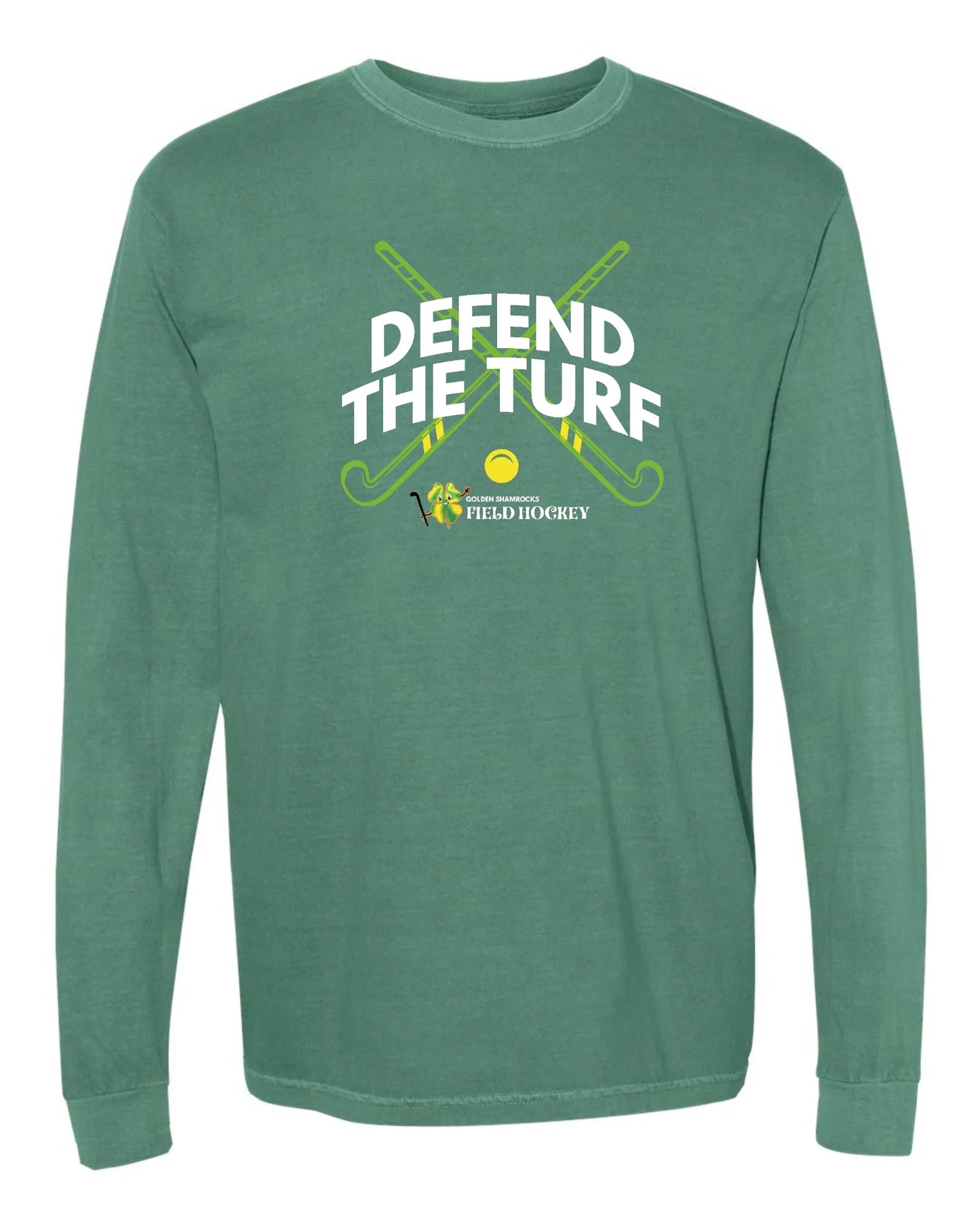 Dublin Field Hockey "Defend The Turf" Comfort Colors Unisex Vintage Long Sleeve Tee - Varsity92