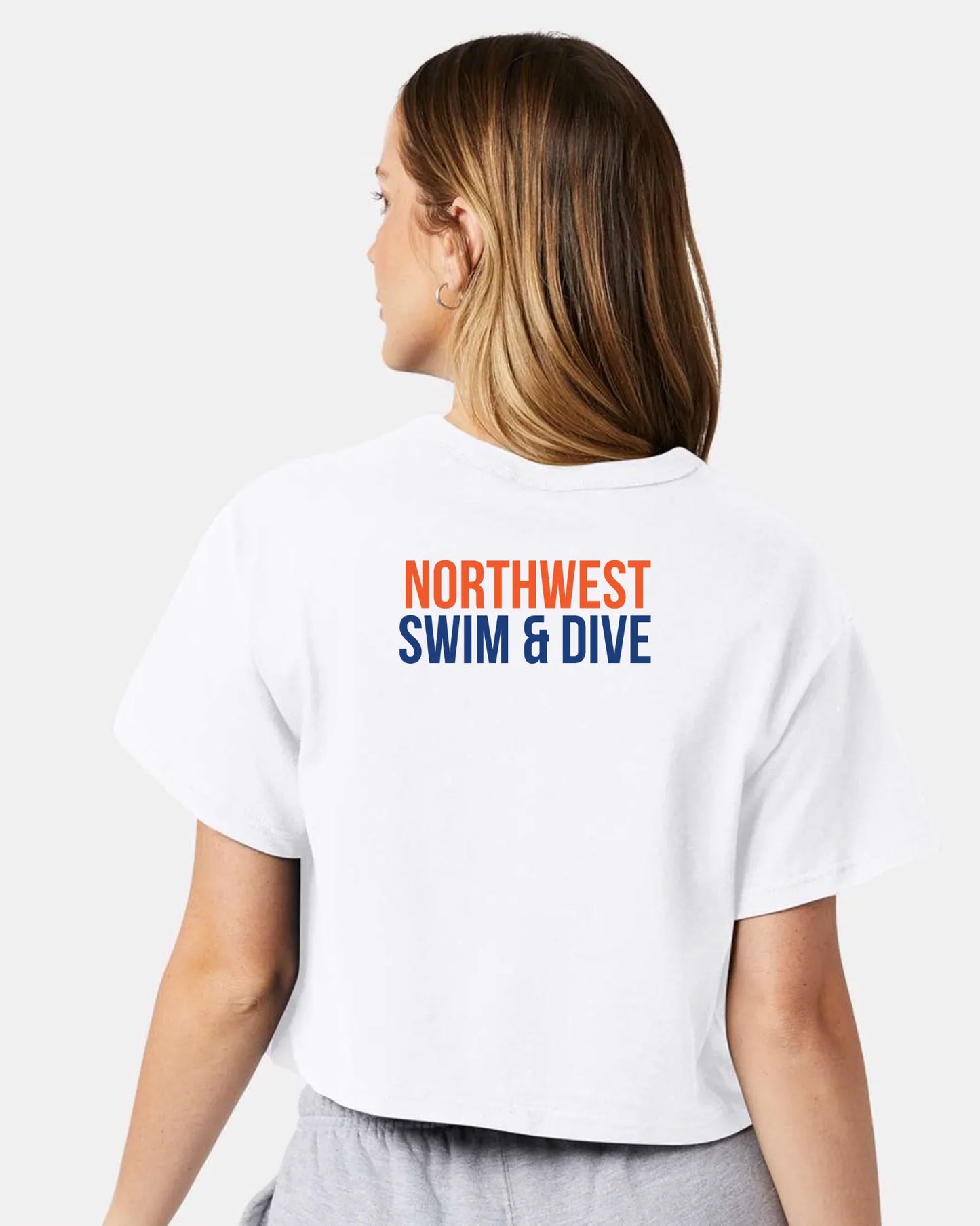 Northwest Swim "Shark Logo" Champion Boxy Fit Crop Tee - Varsity92