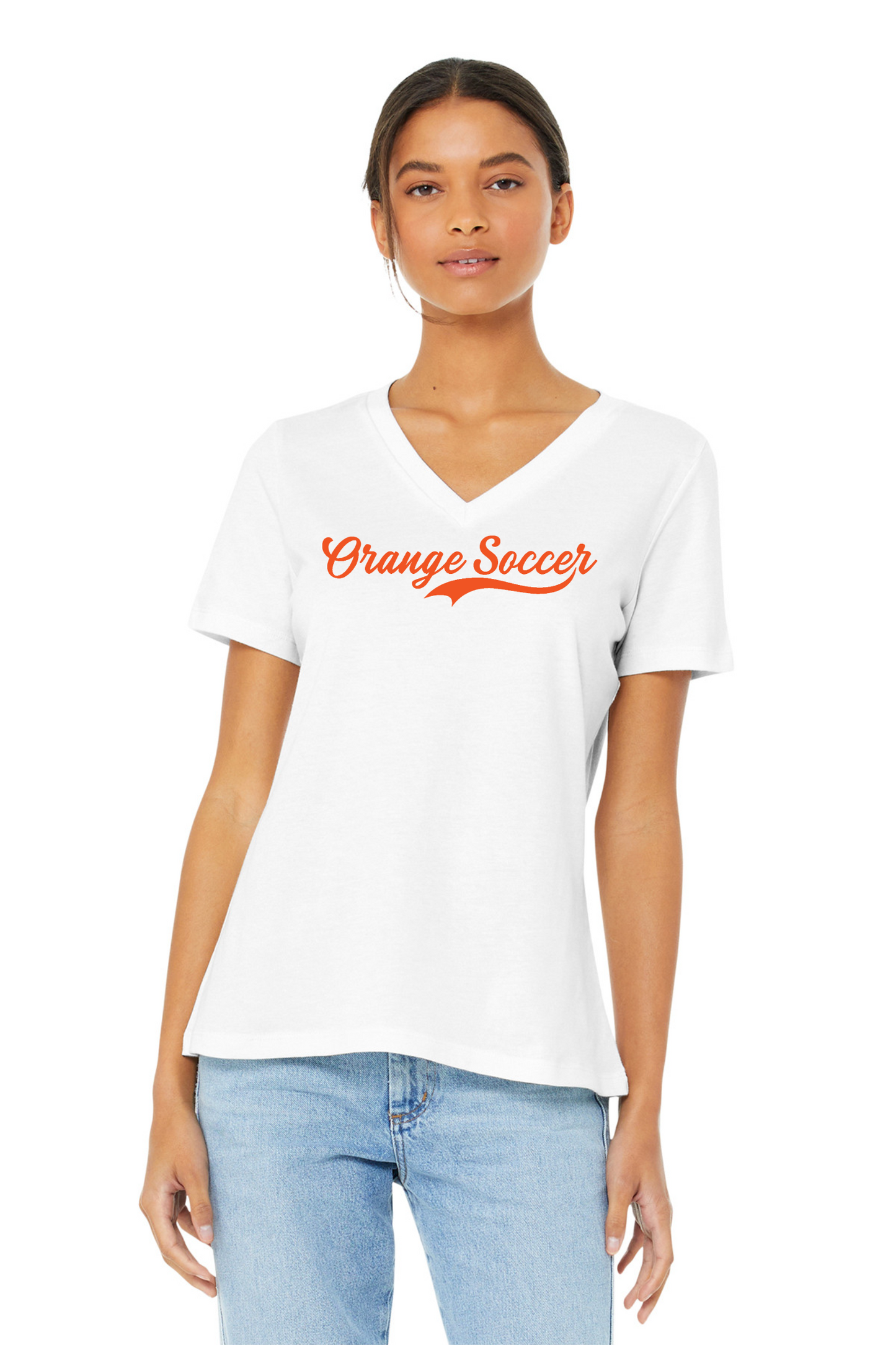 "Orange Soccer" Women's V-Neck Tee