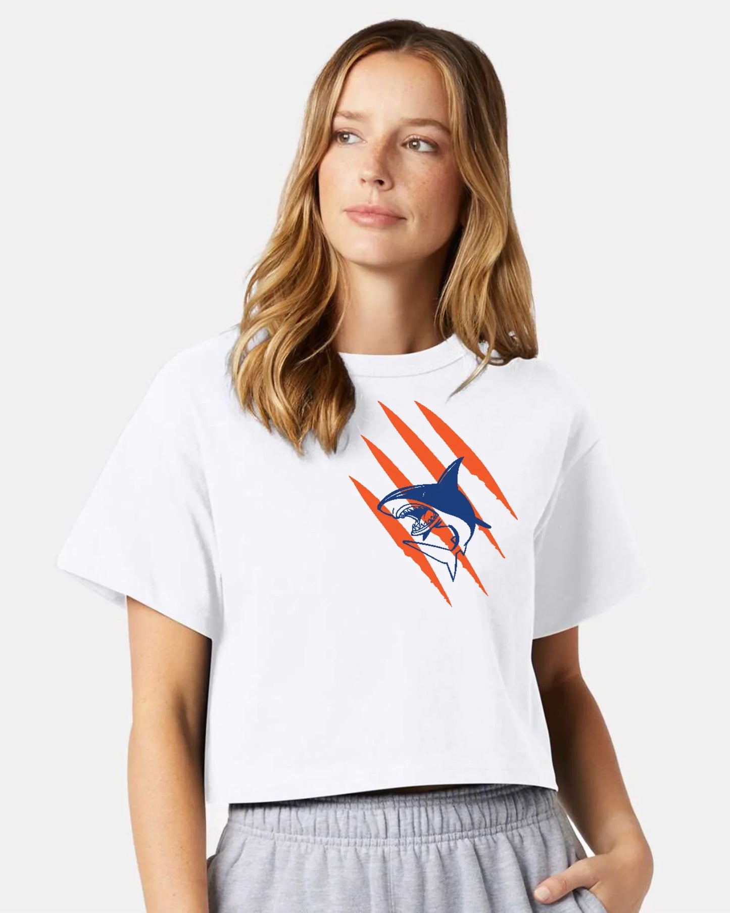 Northwest Swim "Shark Logo" Champion Boxy Fit Crop Tee - Varsity92