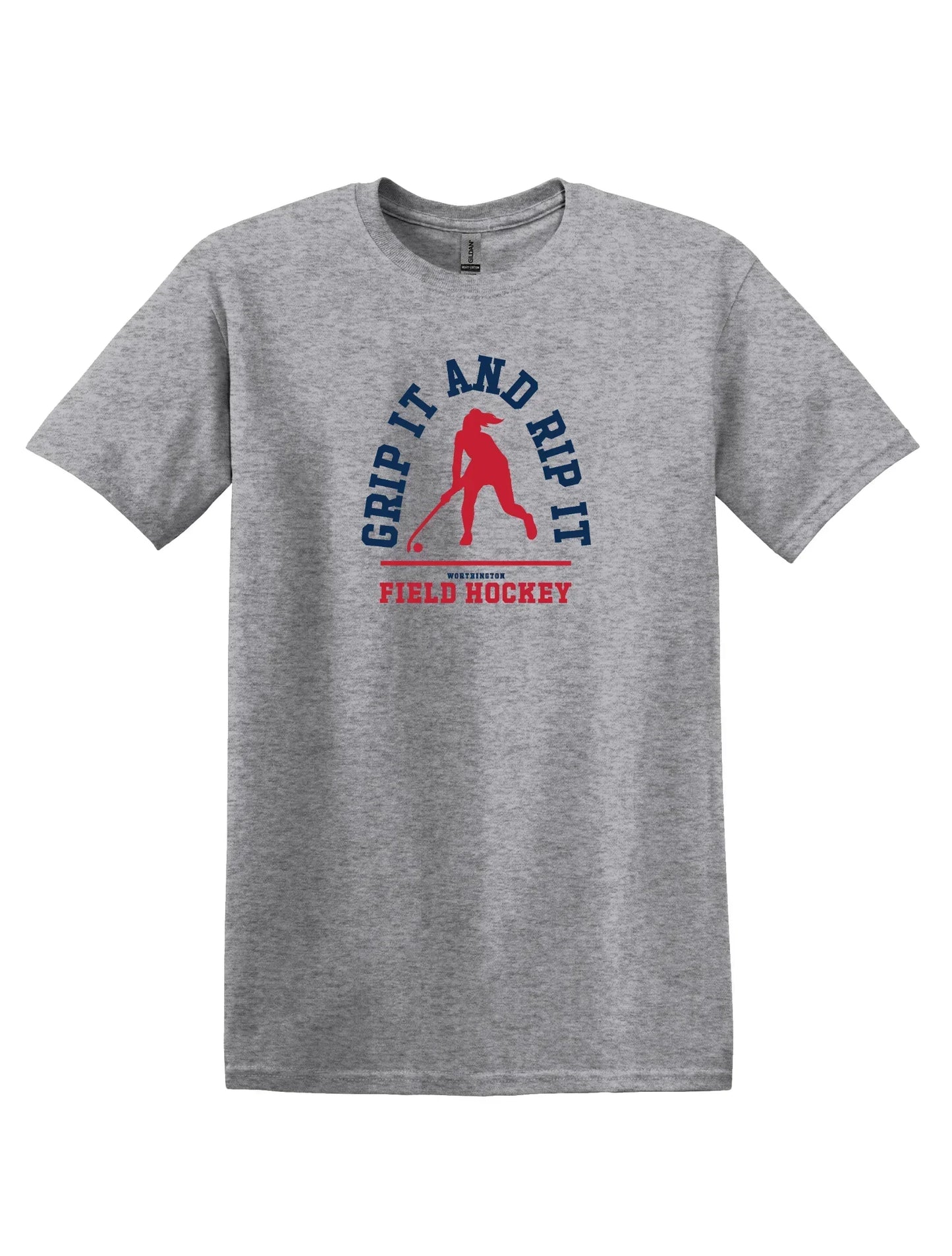 Worthington Field Hockey "GRIP IT AND RIP IT" Youth Unisex Softstyle Tee - Varsity92