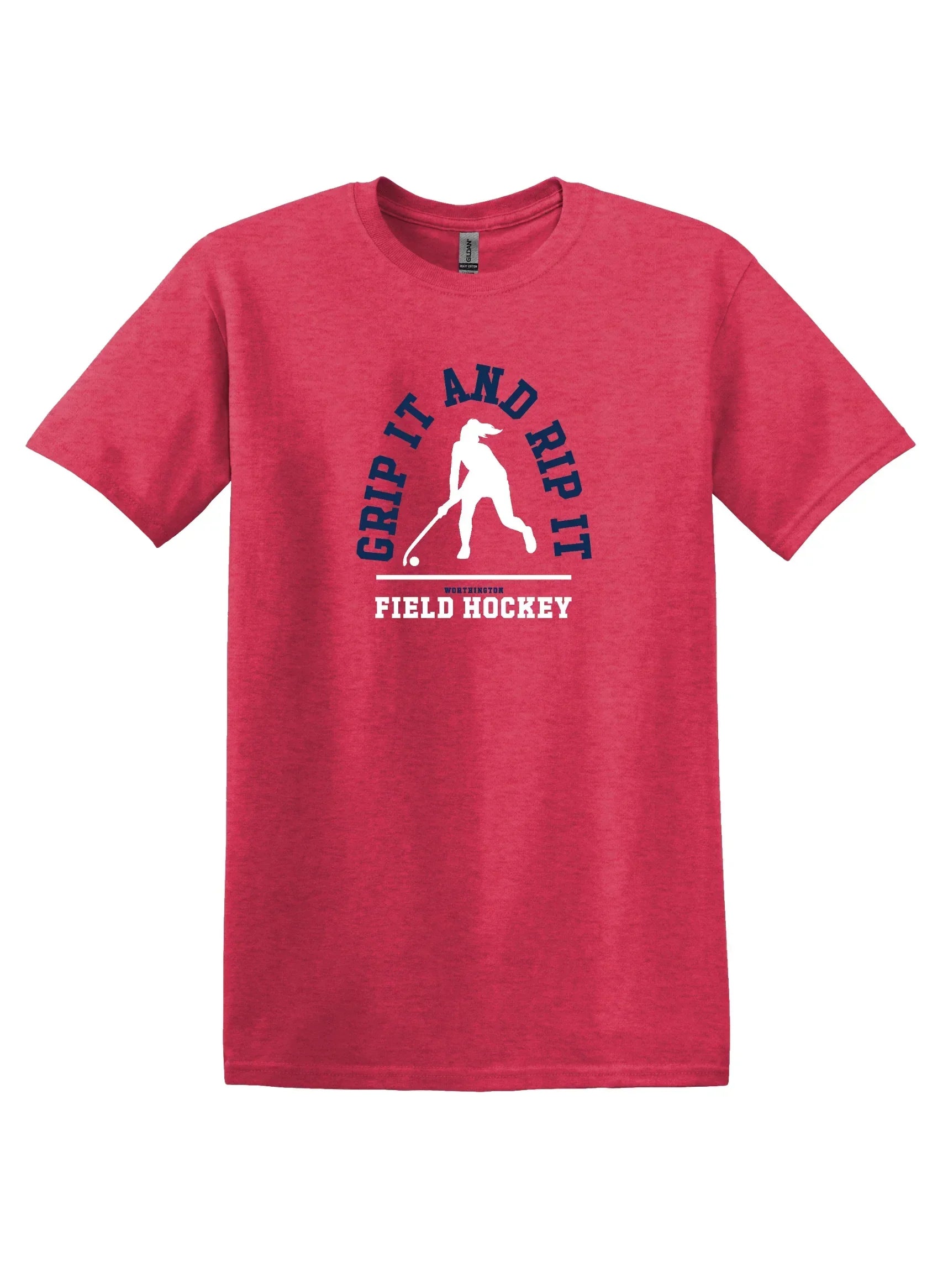 Worthington Field Hockey "GRIP IT AND RIP IT" Youth Unisex Softstyle Tee - Varsity92