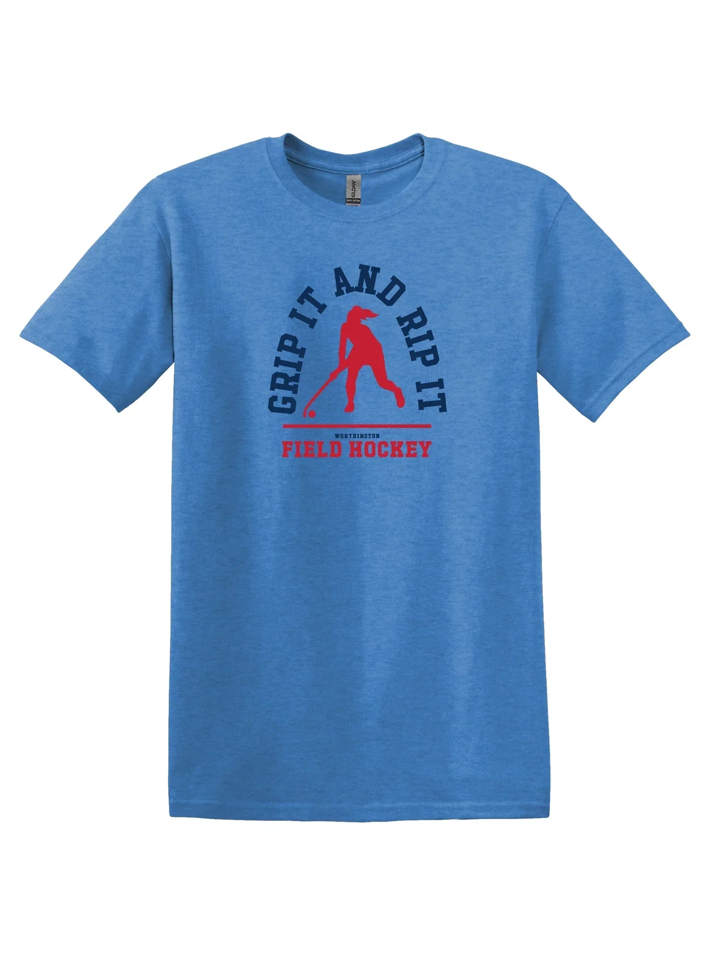 Worthington Field Hockey "GRIP IT AND RIP IT" Youth Unisex Softstyle Tee - Varsity92