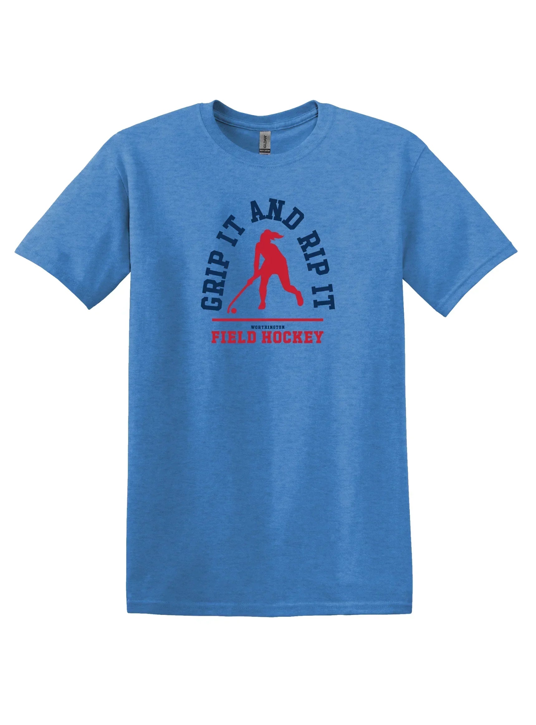 Worthington Field Hockey "GRIP IT AND RIP IT" Youth Unisex Softstyle Tee - Varsity92