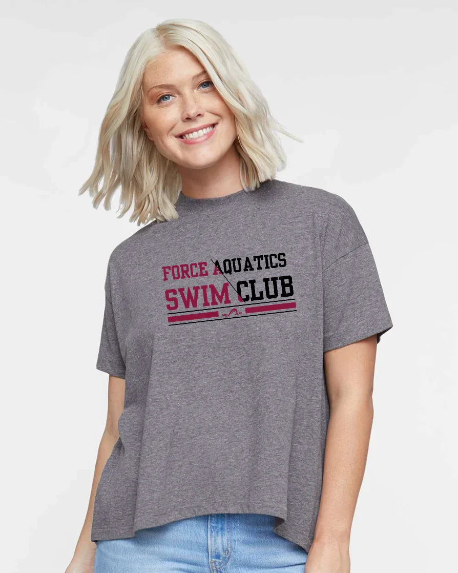 "Force Aquatics Swim Club" Hi-Lo Women's Relaxed Tee - Varsity92
