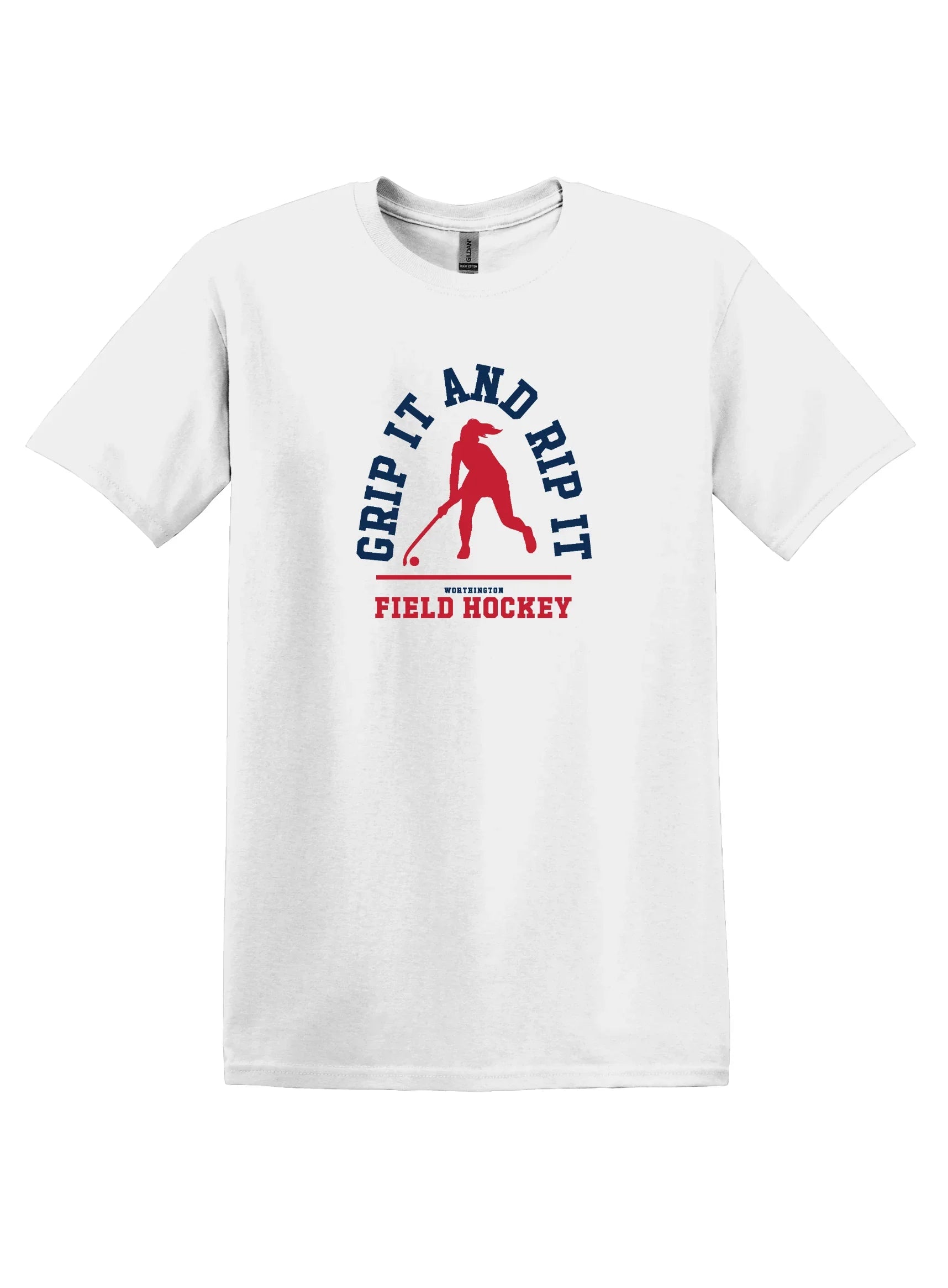 Worthington Field Hockey "GRIP IT AND RIP IT" Unisex Softstyle Tee - Varsity92
