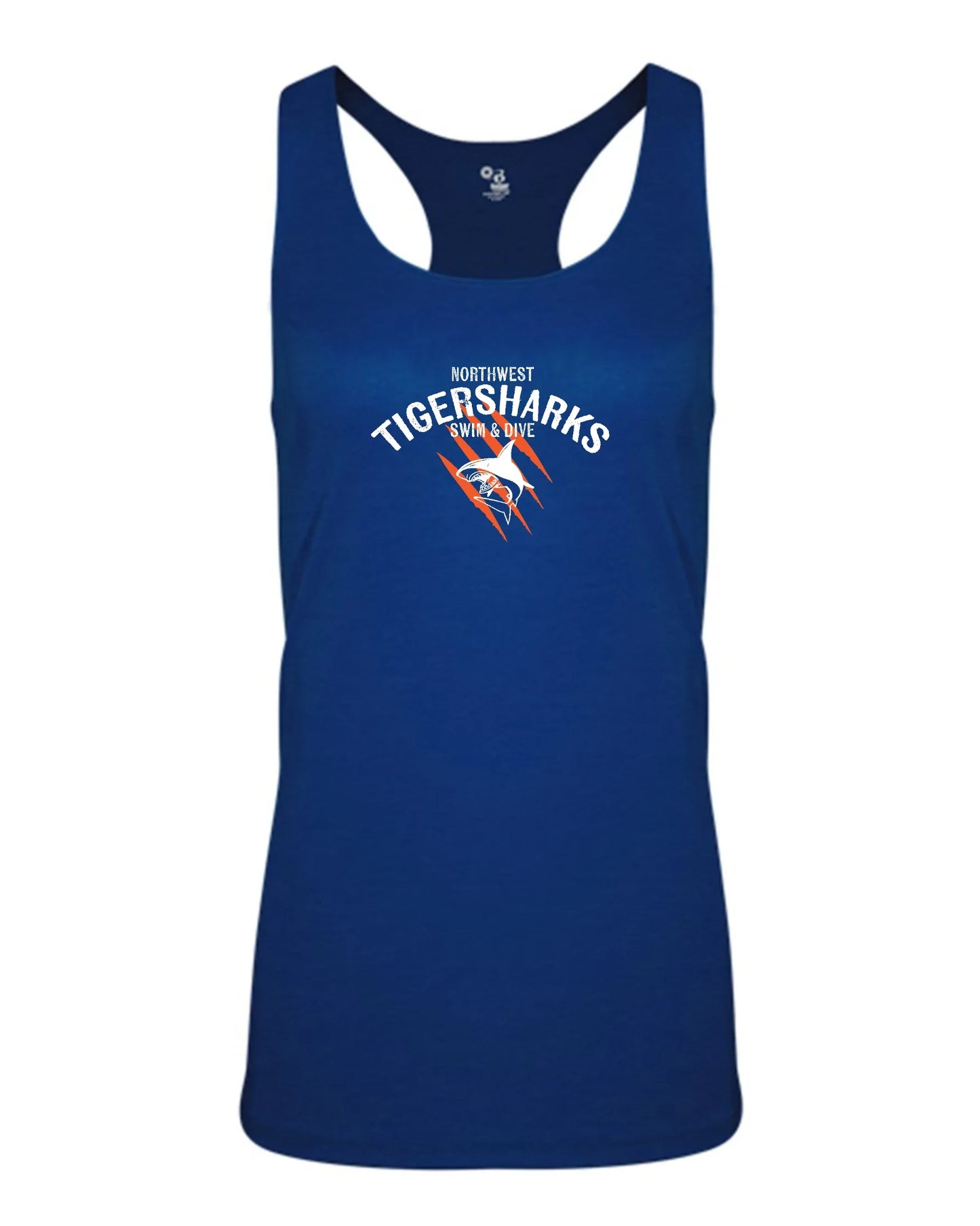 Northwest Swim "TIGERSHARKS + Logo" Performance Women's Racerback Tank - Varsity92
