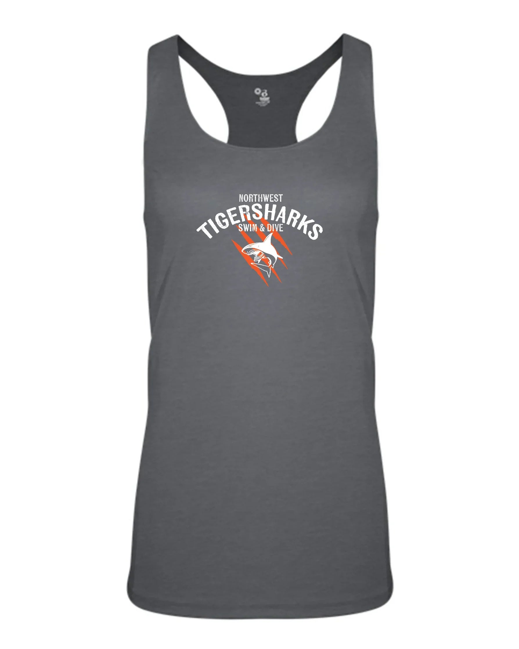 Northwest Swim "TIGERSHARKS + Logo" Performance Women's Racerback Tank - Varsity92