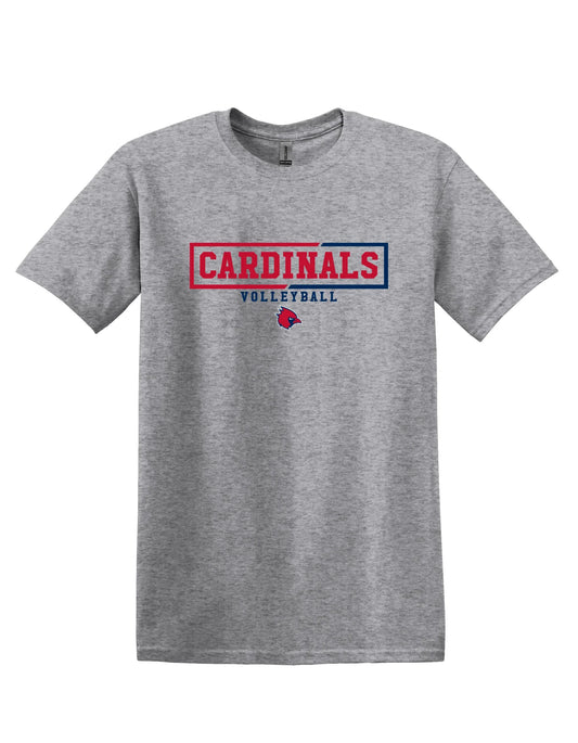 "Cardinals Volleyball" Cardinal Unisex Softstyle Tee - Varsity92