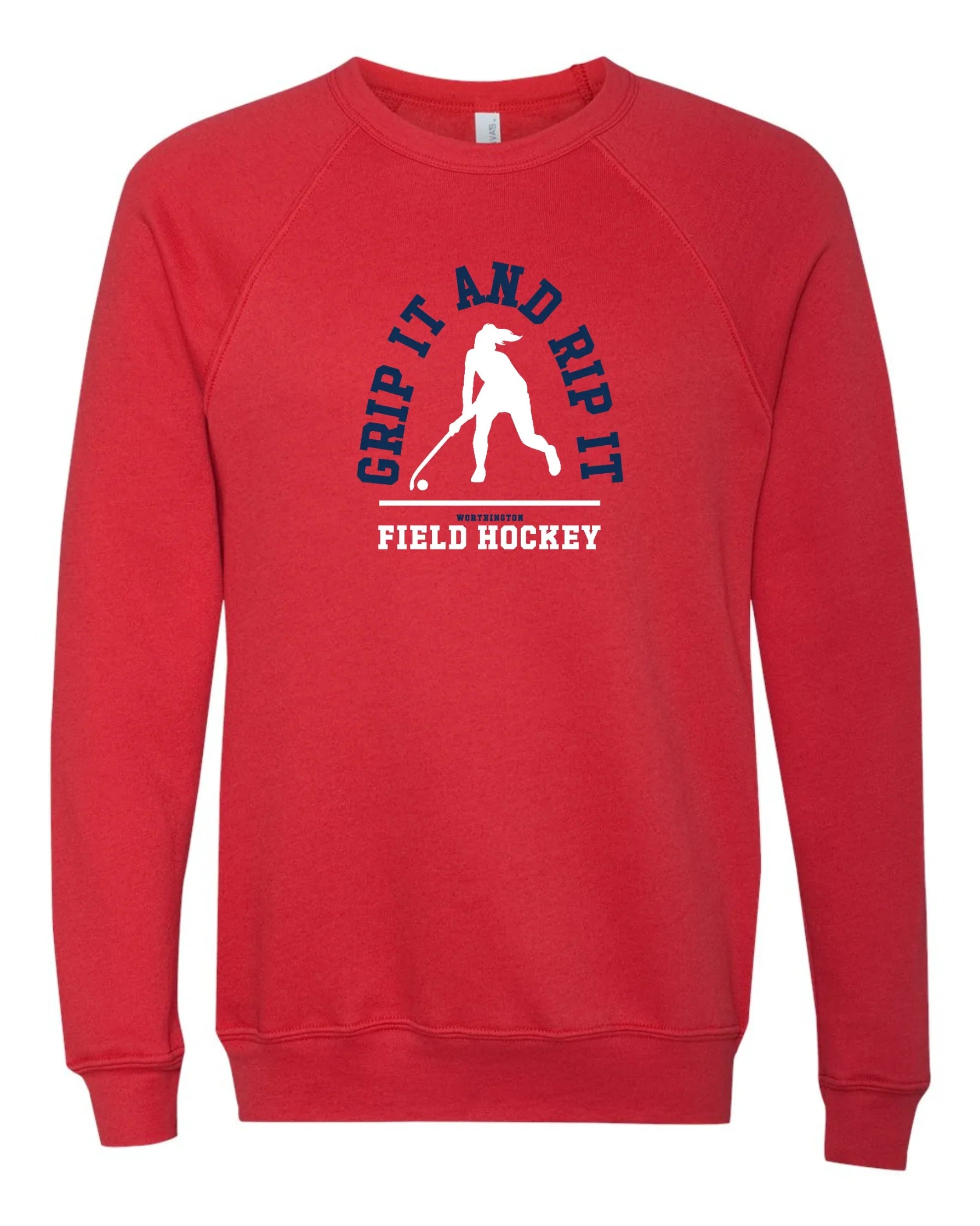Worthington Field Hockey "GRIP IT AND RIP IT" Unisex Super Soft Crew Sweatshirt - Varsity92