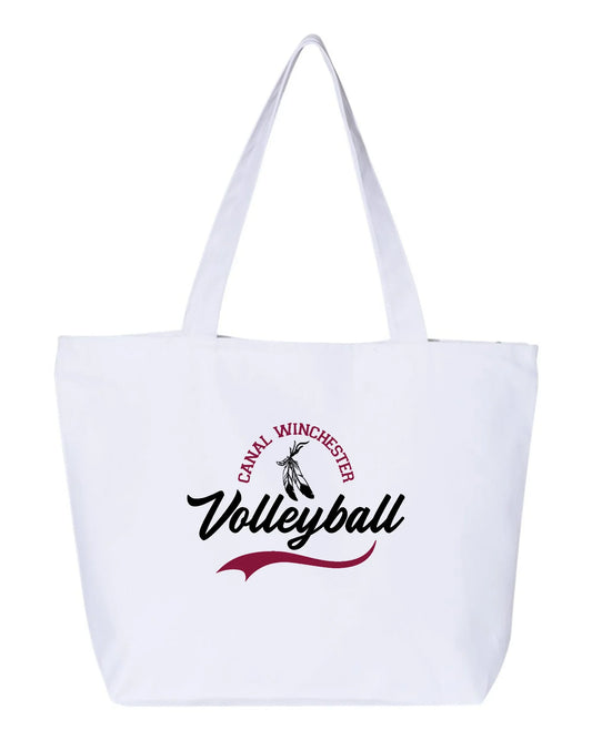 "Canal Winchester Volleyball" Script Zippered Canvas Tote - Varsity92