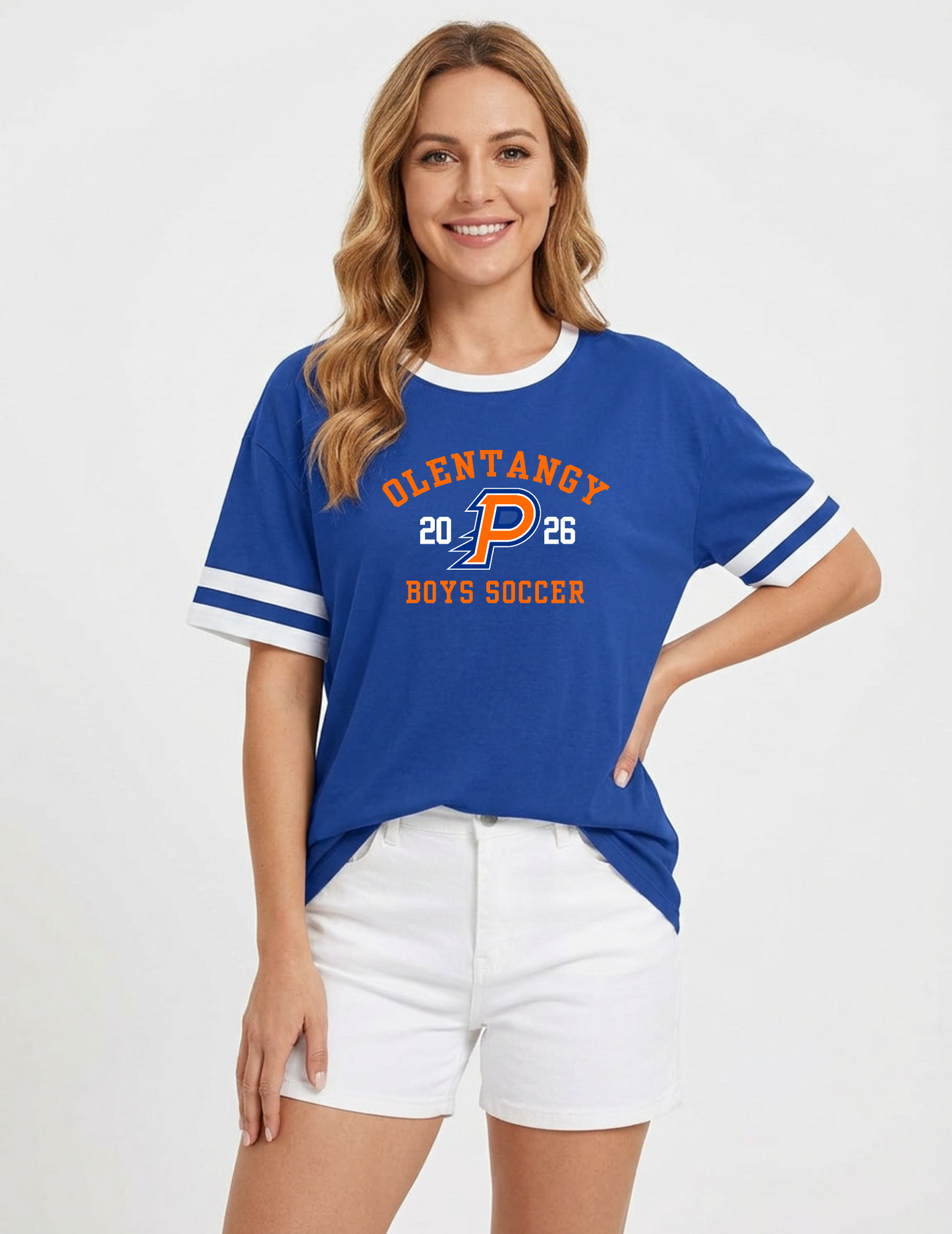 "Olentangy 2026 Boys Soccer" Women's Varsity Ringer Tee