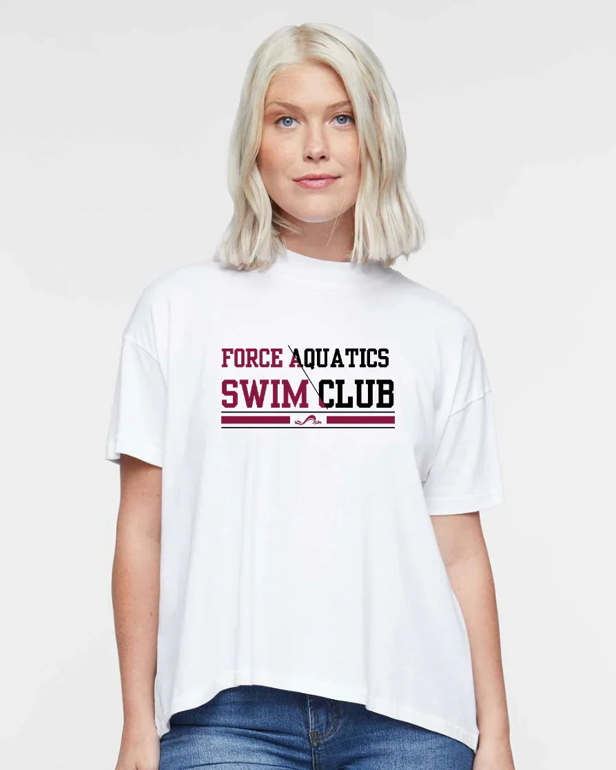 "Force Aquatics Swim Club" Hi-Lo Women's Relaxed Tee - Varsity92