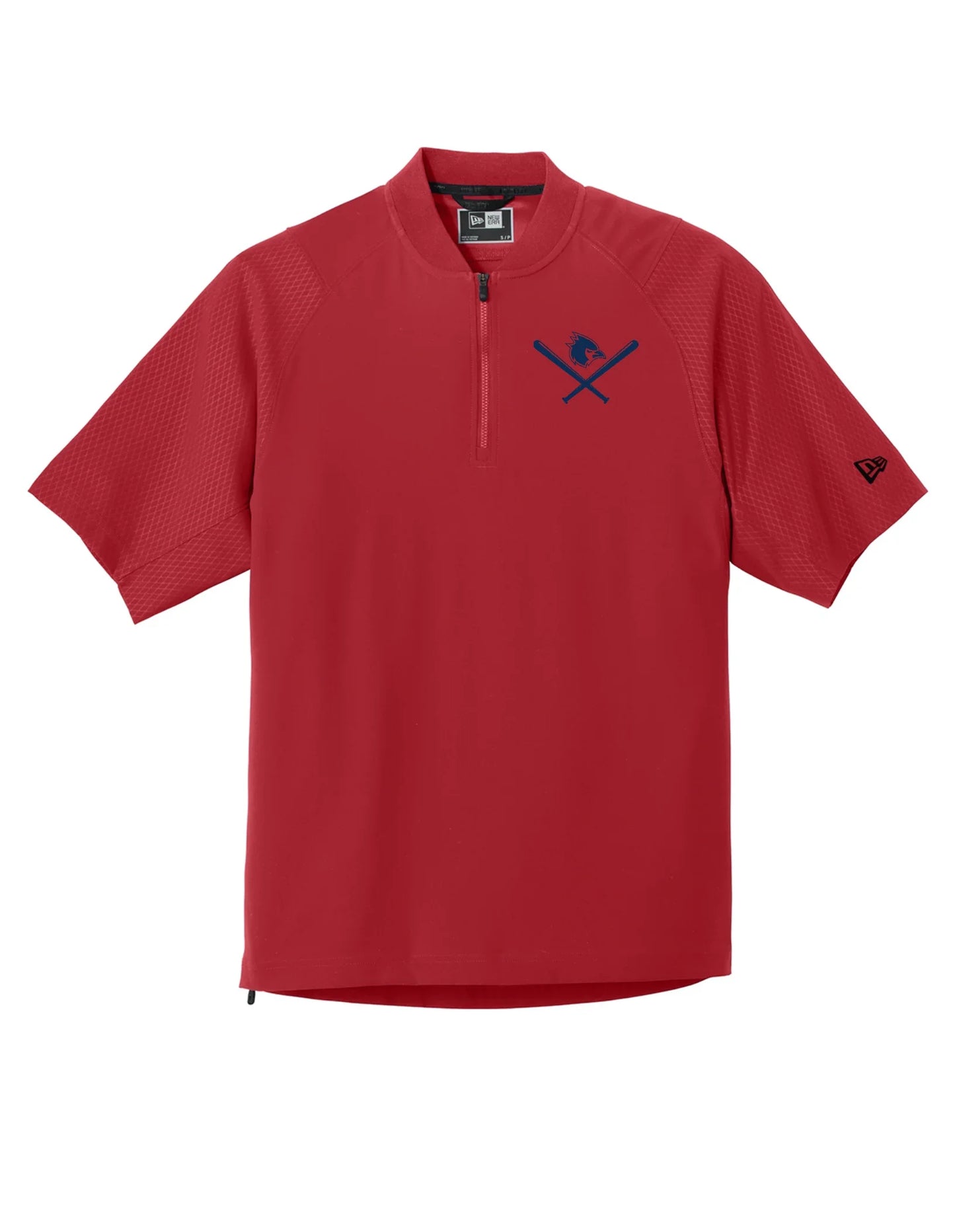 "Cardinal + Baseball Bats" New Era® Men's Cage Short Sleeve 1/4-Zip Jacket - Varsity92