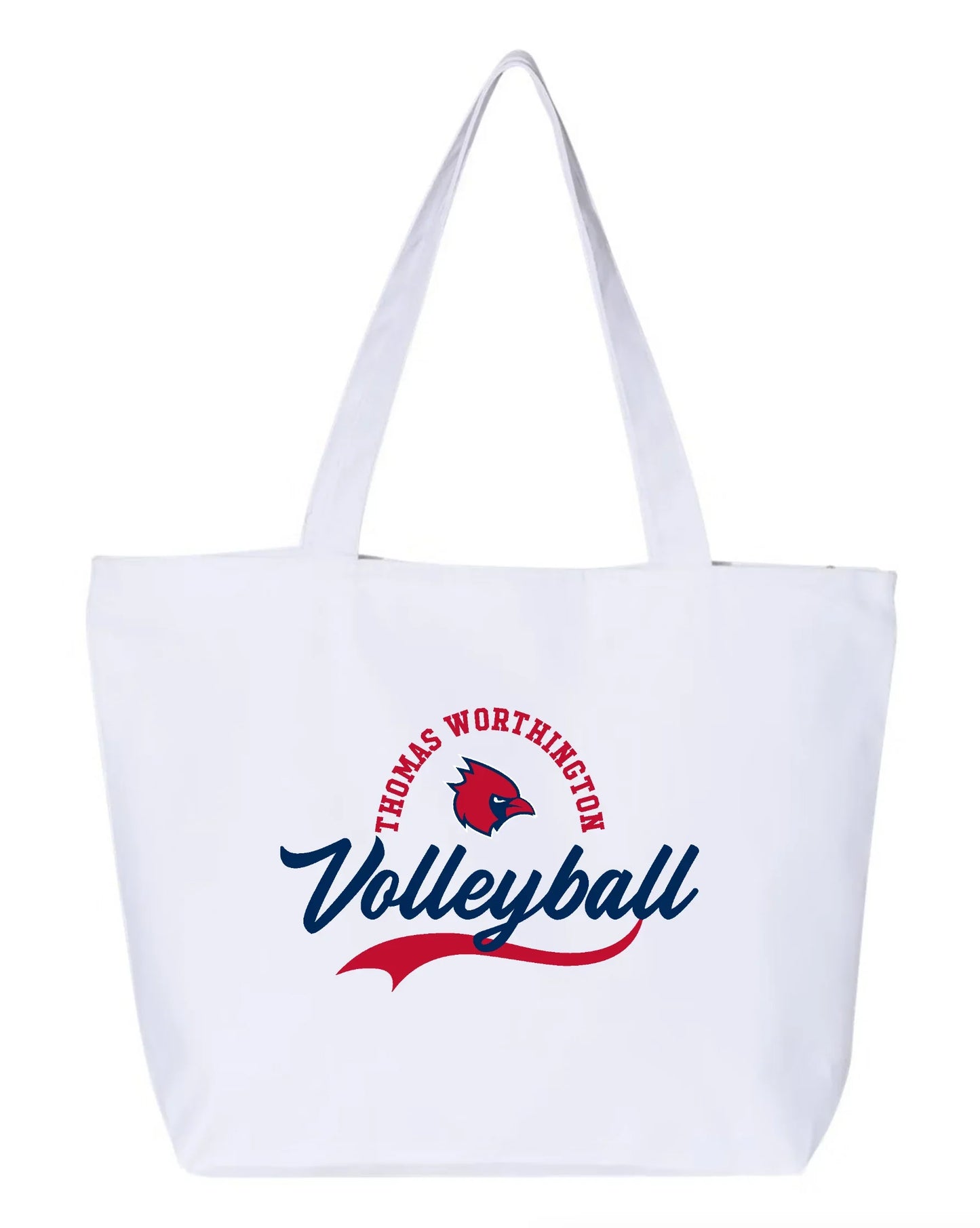 "Thomas Worthington Volleyball" Zippered Canvas Tote - Varsity92