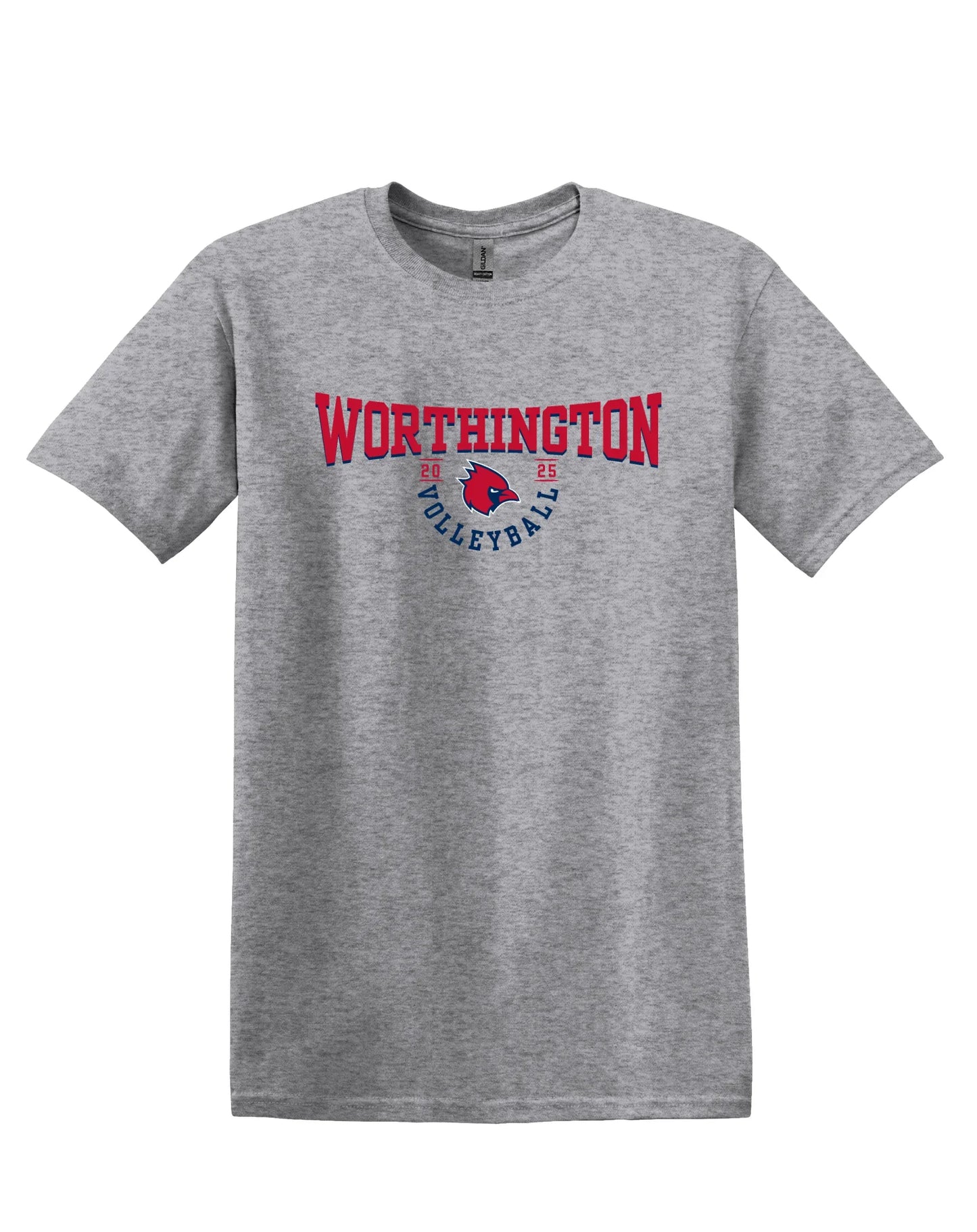 "WORTHINGTON Volleyball" Cardinal Unisex Softstyle Tee - Varsity92