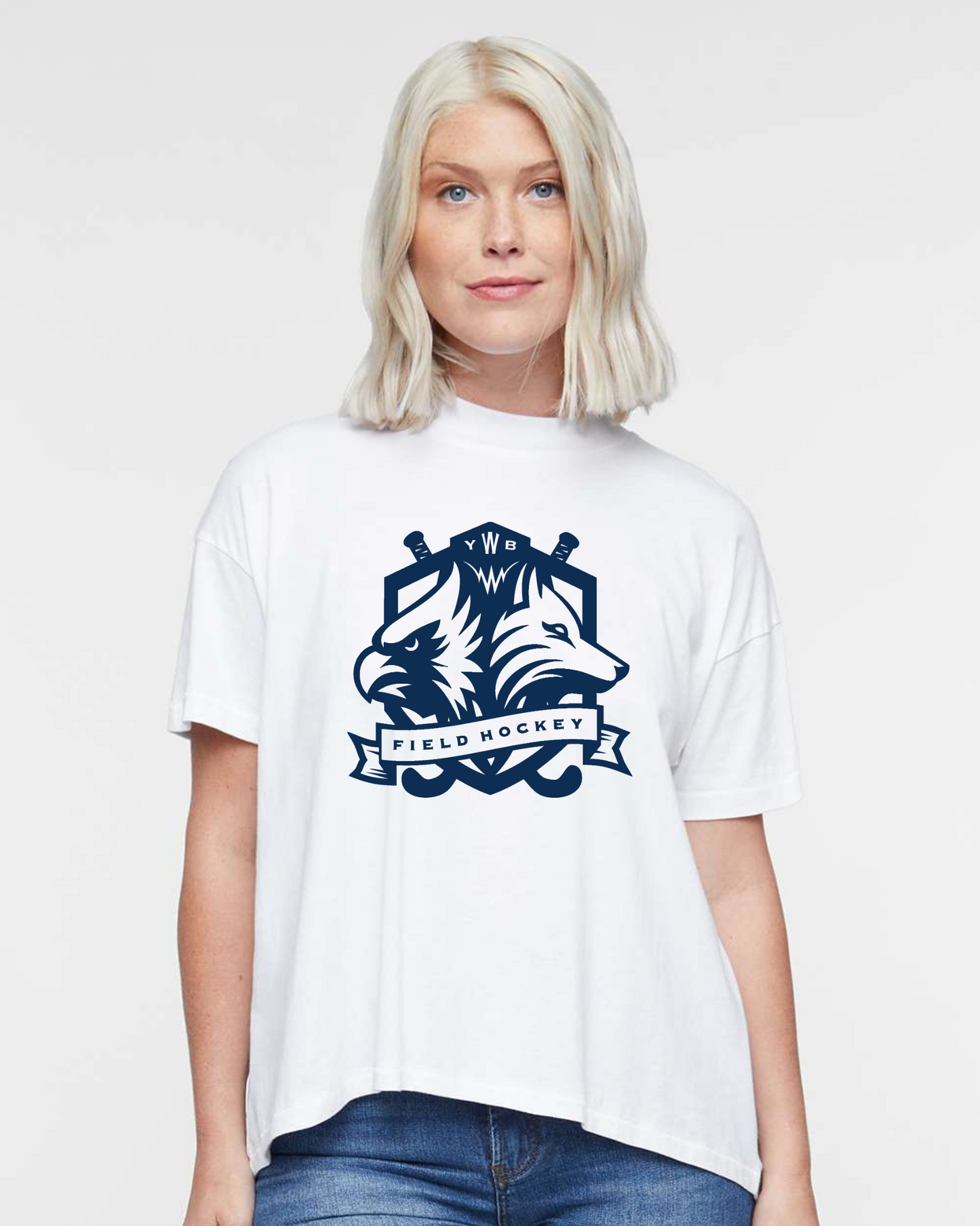 "WYB FIELD HOCKEY" Hi-Lo Women's Relaxed Tee