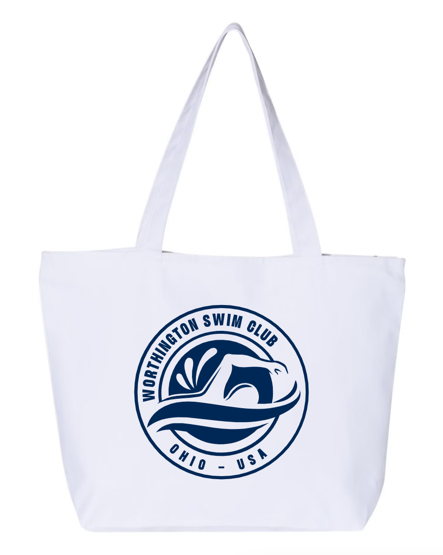"Worthington Swim Club" Zippered Canvas Tote