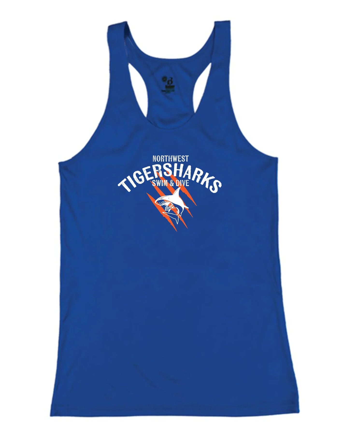 Northwest Swim "TIGERSHARKS + Logo" Girl's Performance Racerback Tank - Varsity92
