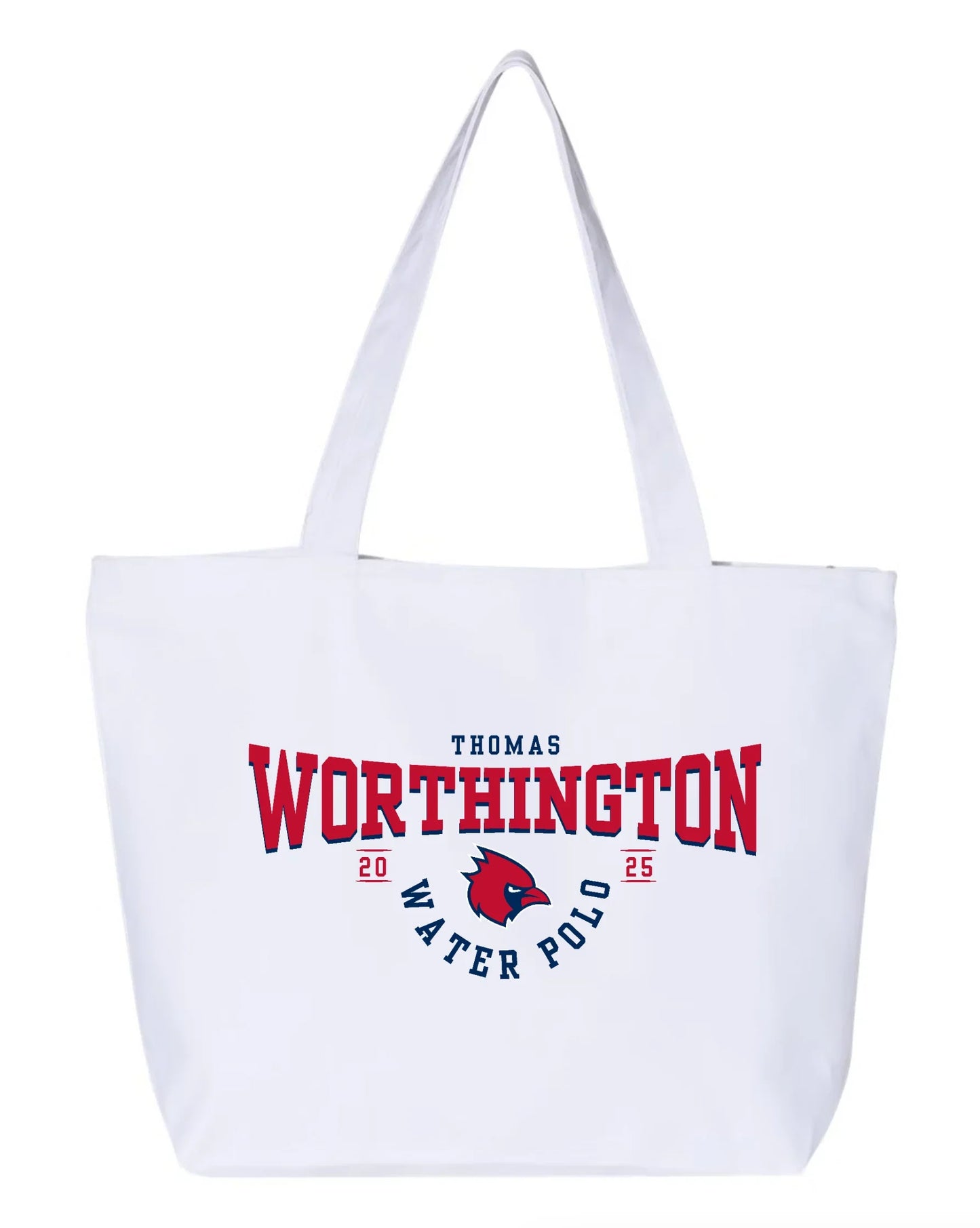 "Thomas Worthington 2025 Water Polo" Zippered Canvas Tote - Varsity92