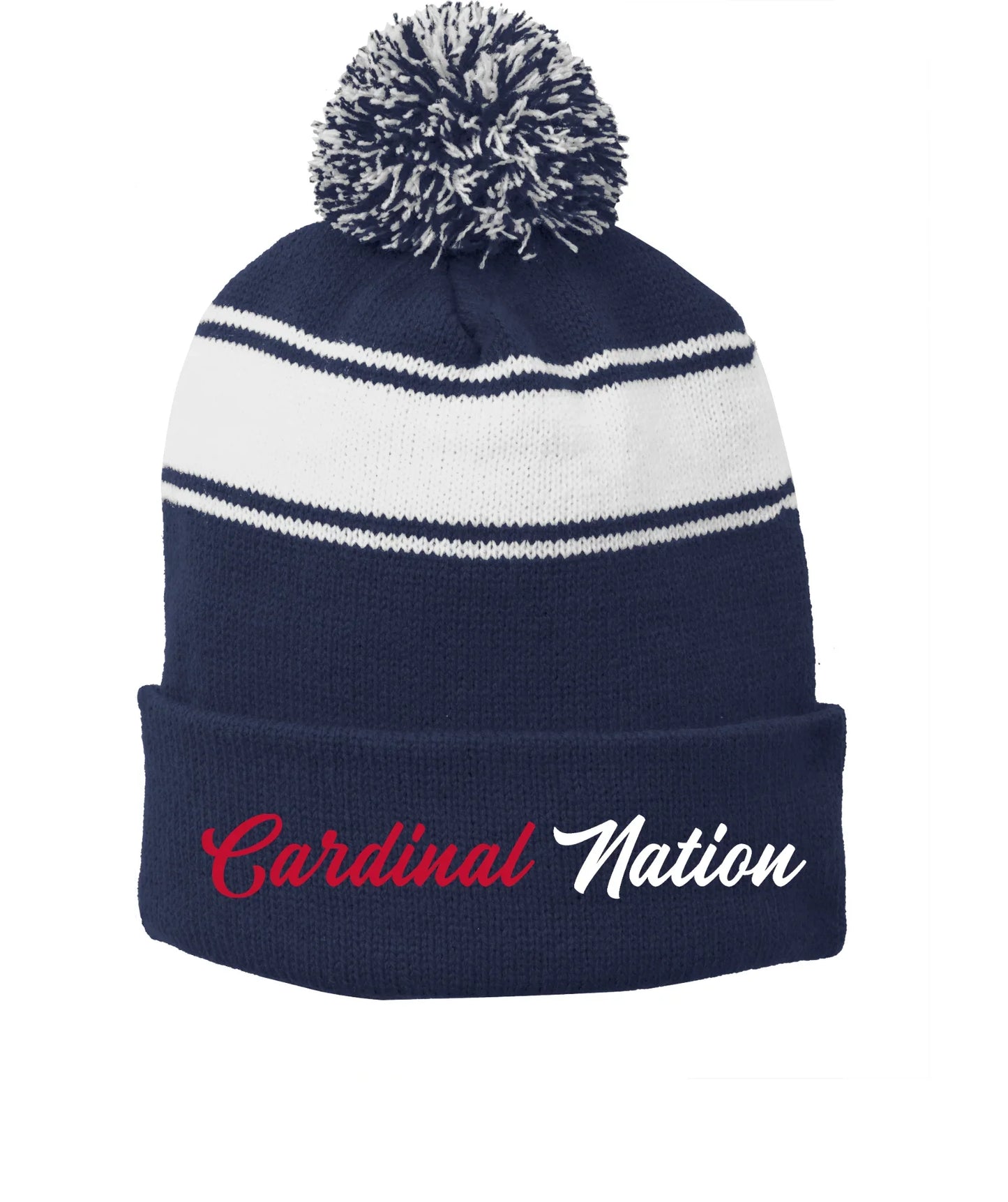 Thomas Worthington "Cardinal Nation" Ice Hockey Embroidered Knit Pom Hat - Varsity92