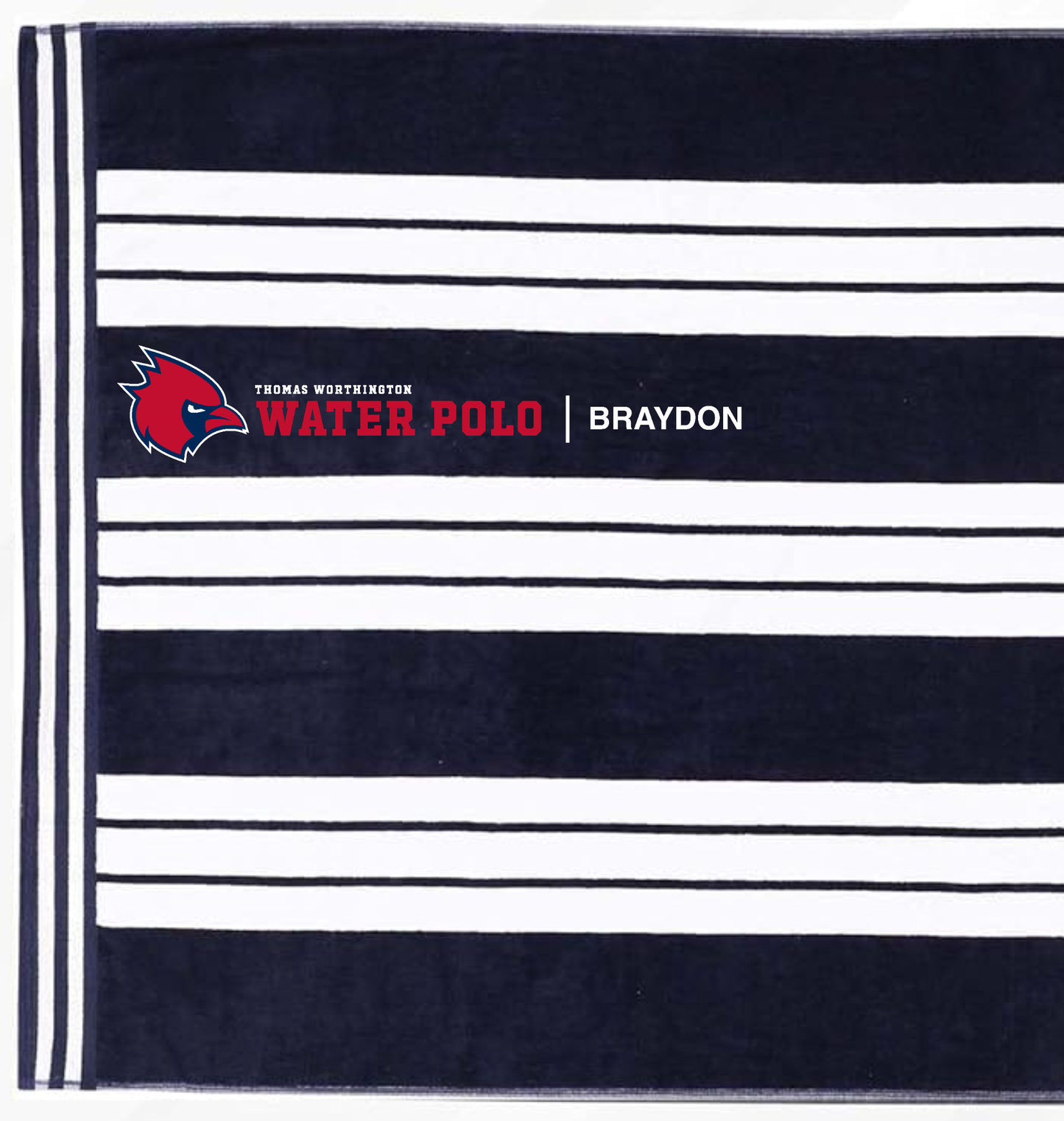 "Thomas Worthington Water Polo" Embroidered Personalized Striped Towel