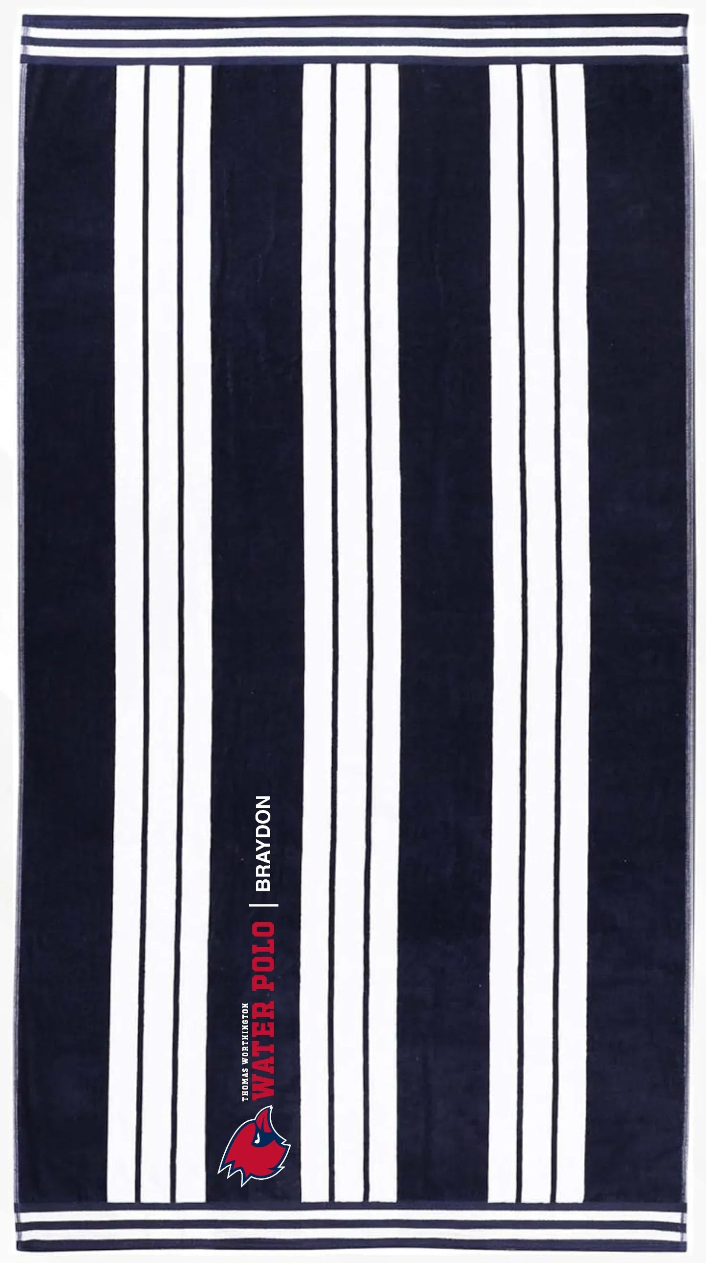 "Thomas Worthington Water Polo" Embroidered Personalized Striped Towel - Varsity92