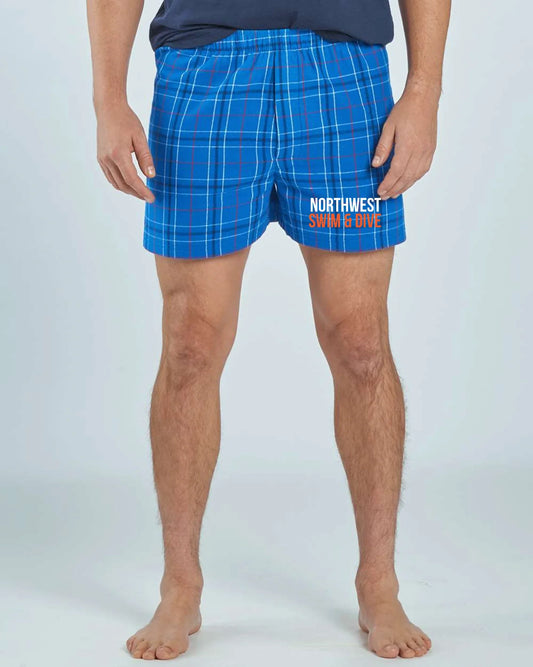 "NORTHWEST SWIM & DIVE” Boxercraft Men's Flannel Boxer Shorts - Varsity92