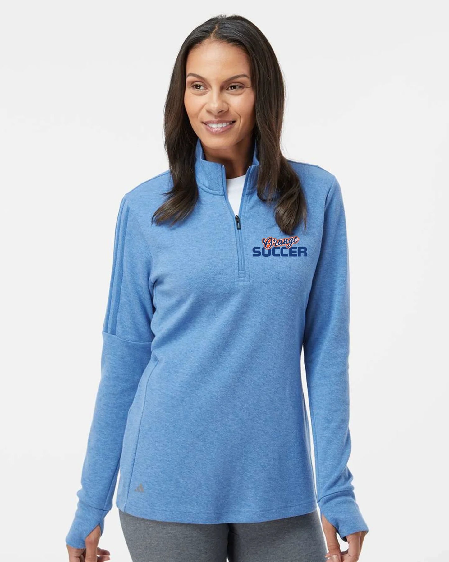 Olentangy "Orange Soccer" Adidas 3-Stripe Women's Quarter Zip Sweater