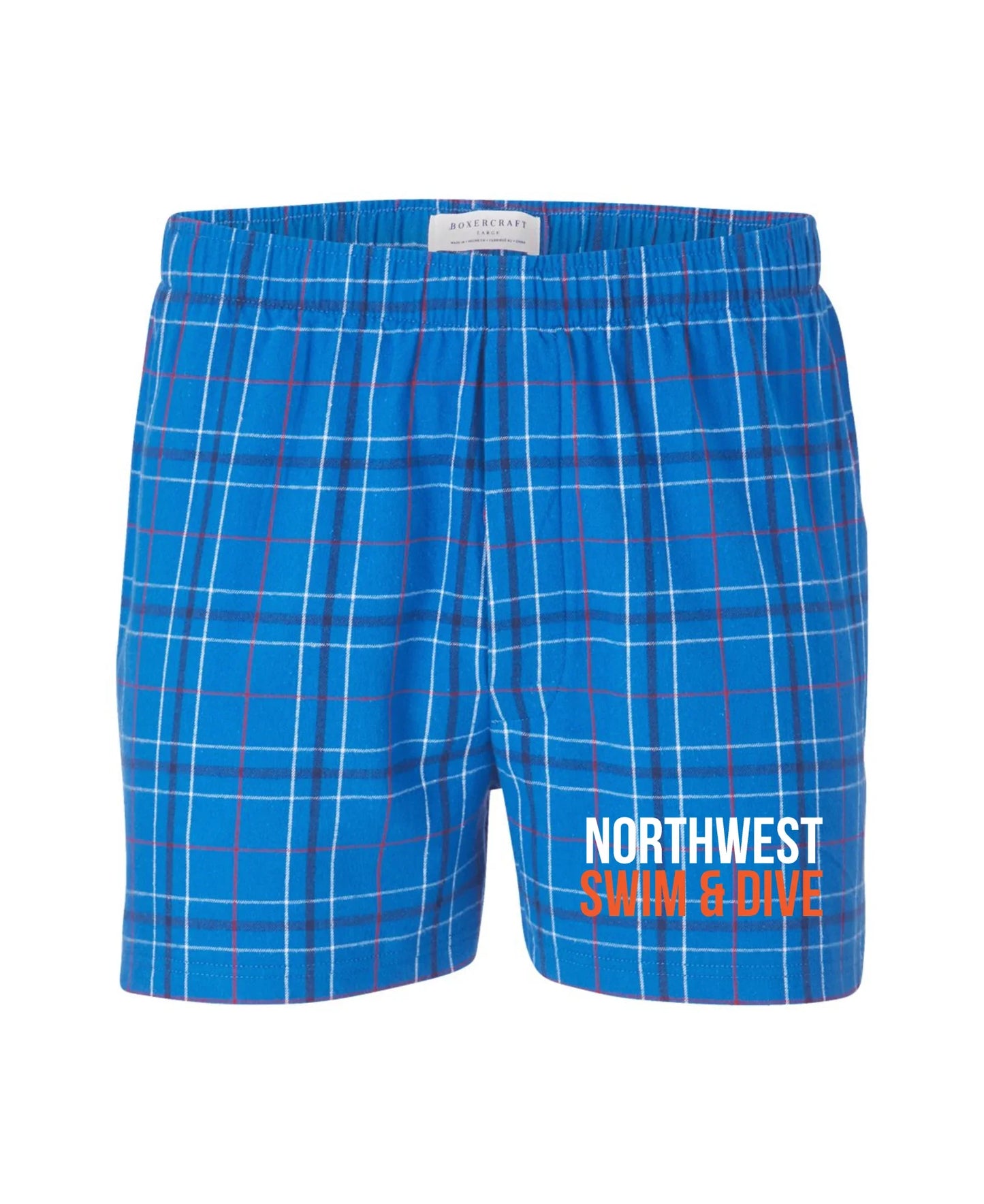 "NORTHWEST SWIM & DIVE” Boxercraft Men's Flannel Boxer Shorts - Varsity92