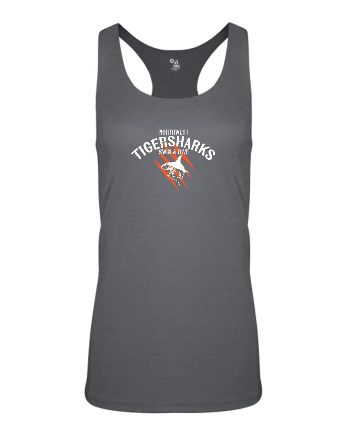 Northwest Swim "TIGERSHARKS + Logo" Girl's Performance Racerback Tank - Varsity92