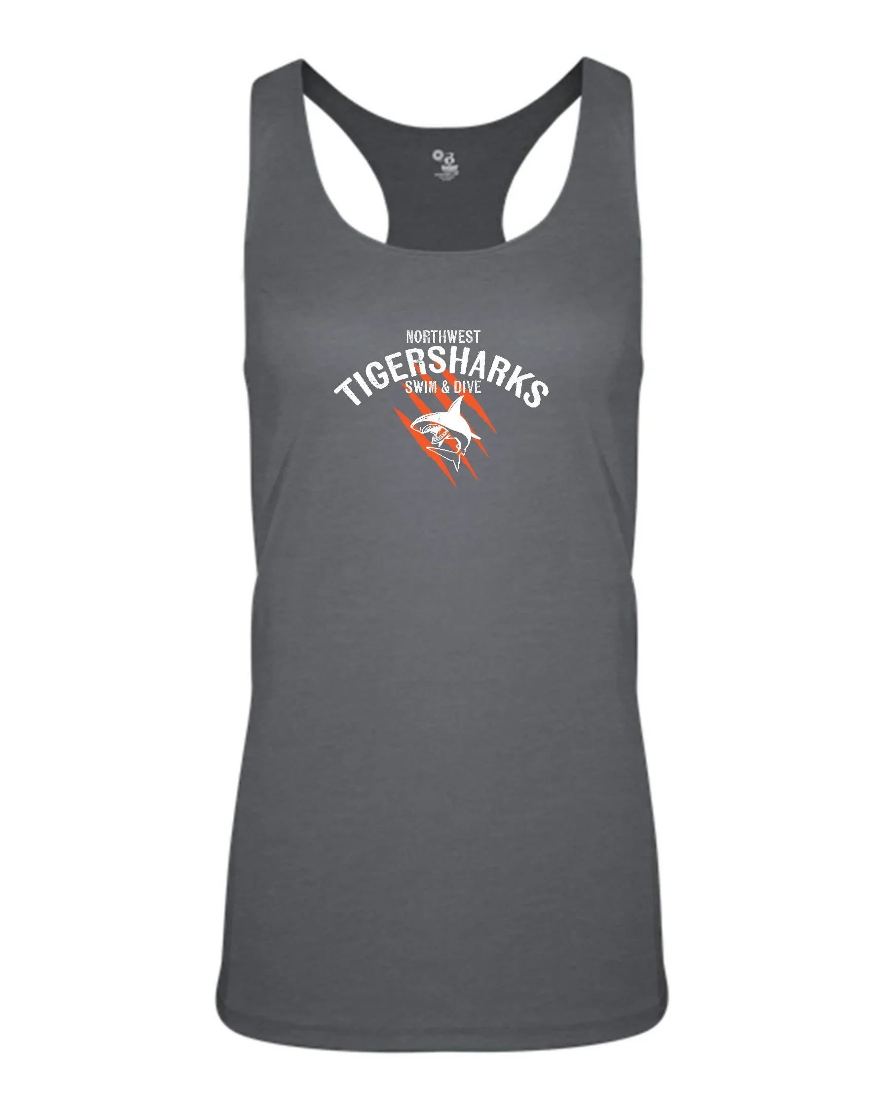 Northwest Swim "TIGERSHARKS + Logo" Girl's Performance Racerback Tank - Varsity92