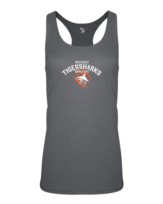 Northwest Swim "TIGERSHARKS + Logo" Girl's Performance Racerback Tank - Varsity92
