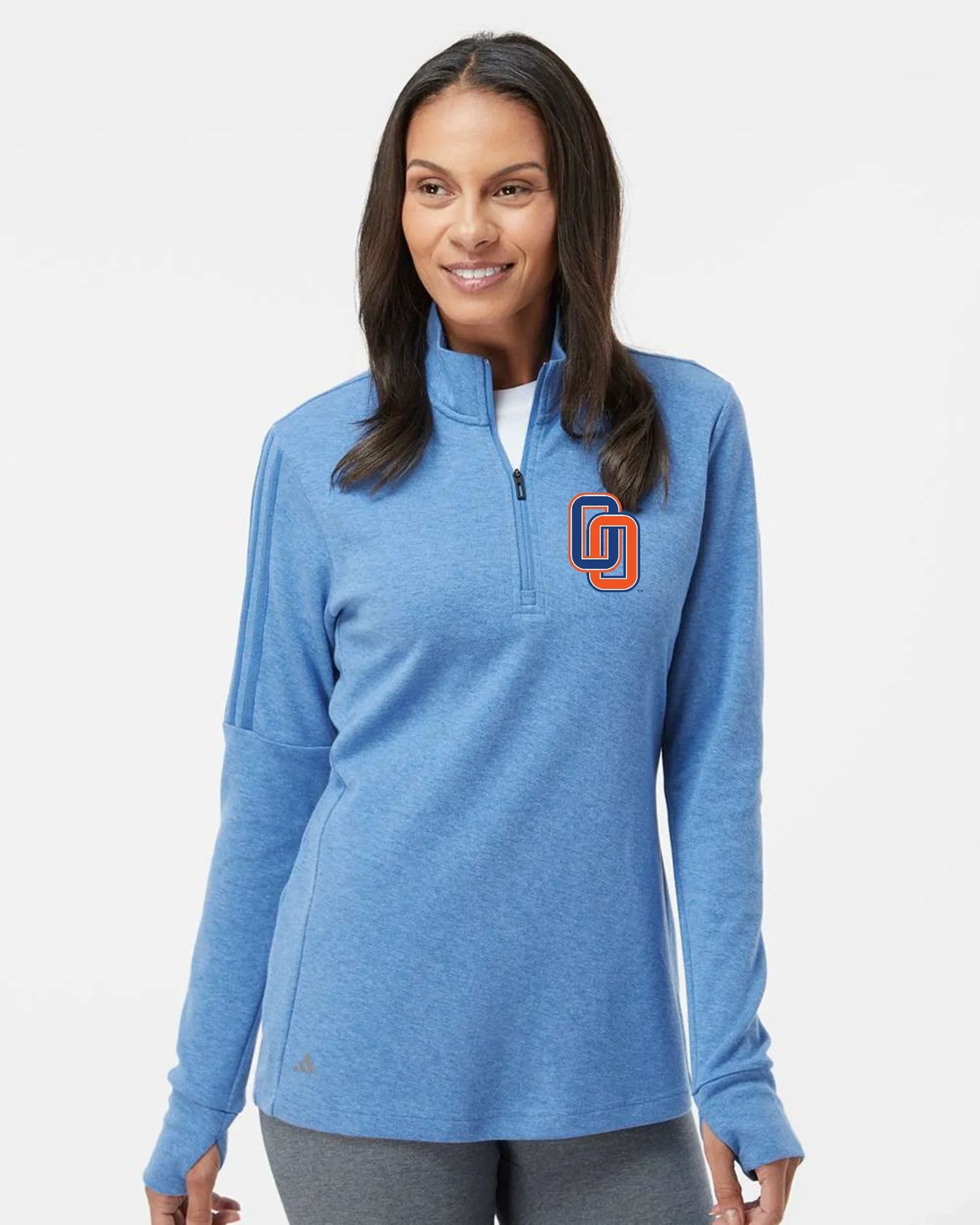 Olentangy Orange "OO" Adidas 3-Stripe Women's Quarter Zip Sweater - Varsity92