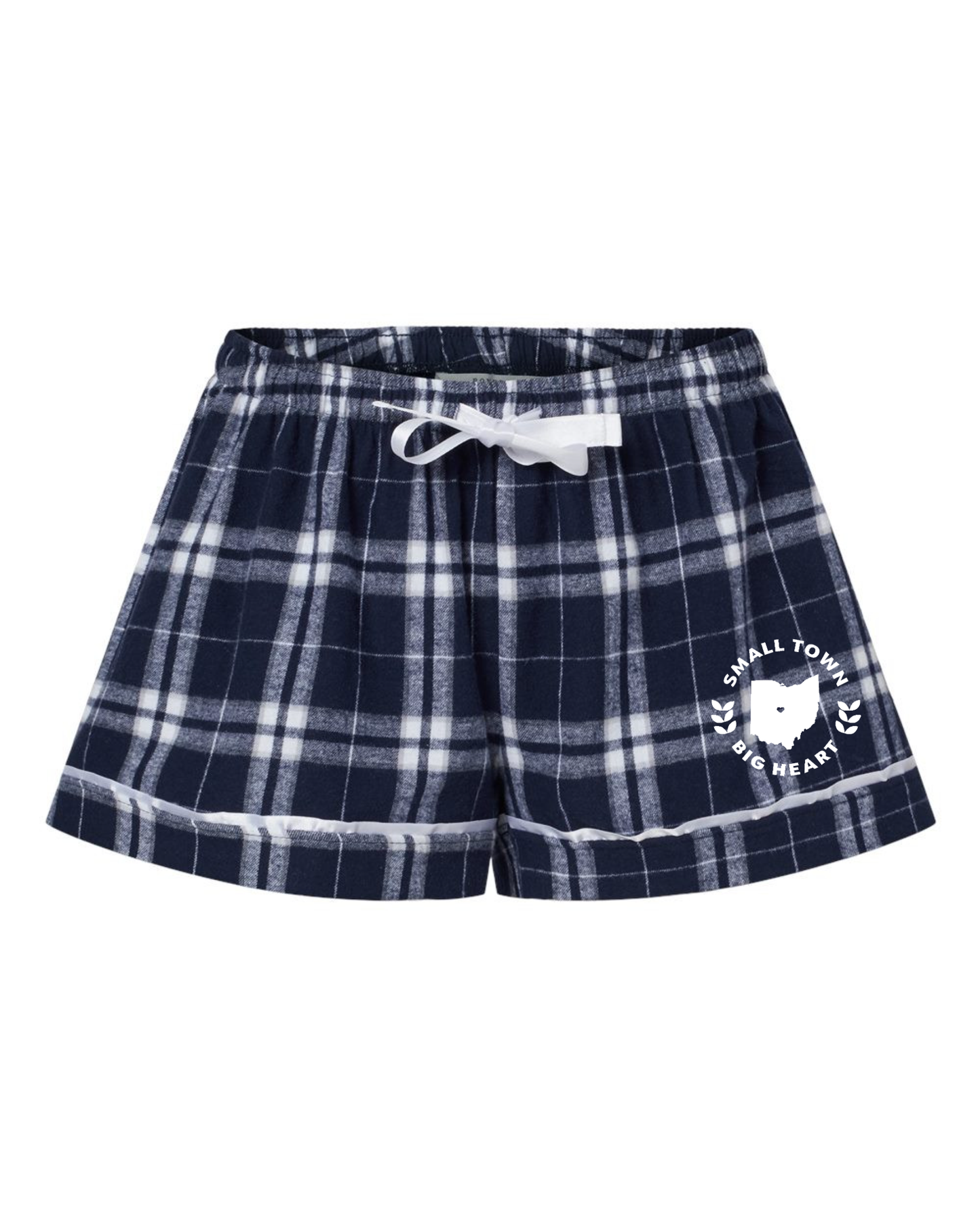 Worthington, Ohio "Small Town Big Heart" Boxercraft Women’s Flannel Shorts