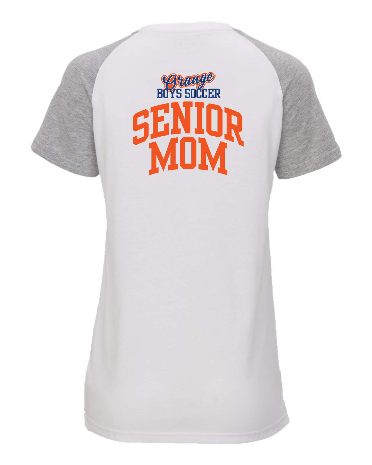 "Orange Boys Soccer Senior Mom" Personalized V-Neck Tee