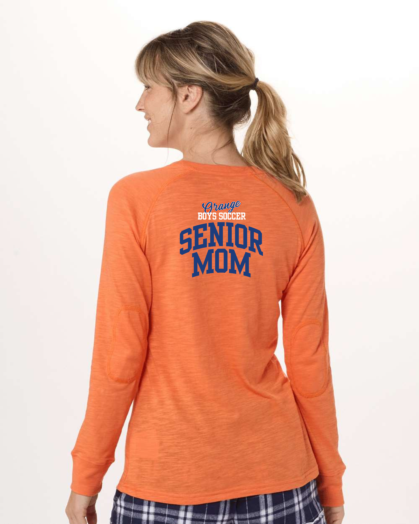 "Orange Boys Soccer Senior Mom" Personalized Long Sleeve Sporty Tee