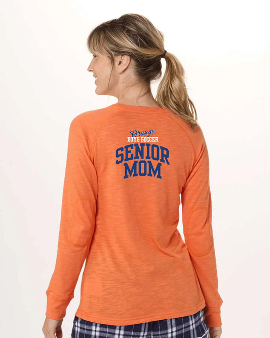 "Orange Boys Soccer Senior Mom" Personalized Long Sleeve Sporty Tee - Varsity92