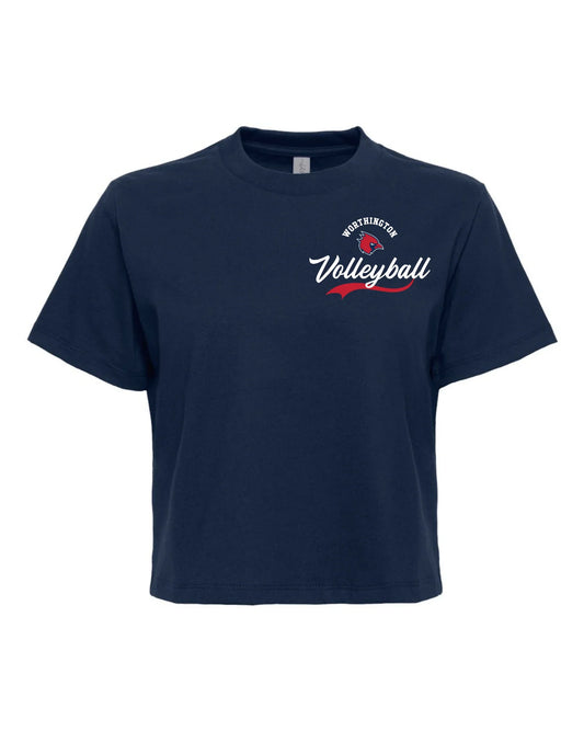 "Worthington Volleyball" Women's Heavyweight High Waist Boxy T-Shirt - Varsity92