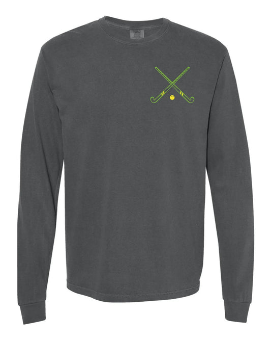 Dublin Field Hockey "Grip It and Rip It" Comfort Colors Unisex Vintage Long Sleeve Tee - Varsity92