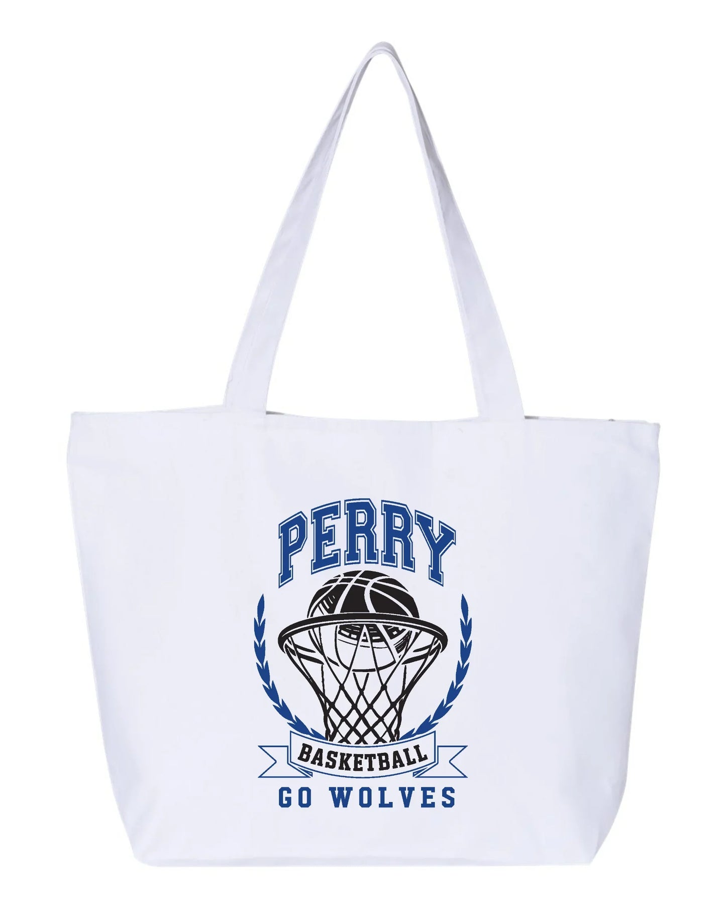 Worthington "Perry Basketball, Go Wolves" Zippered Canvas Tote - Varsity92