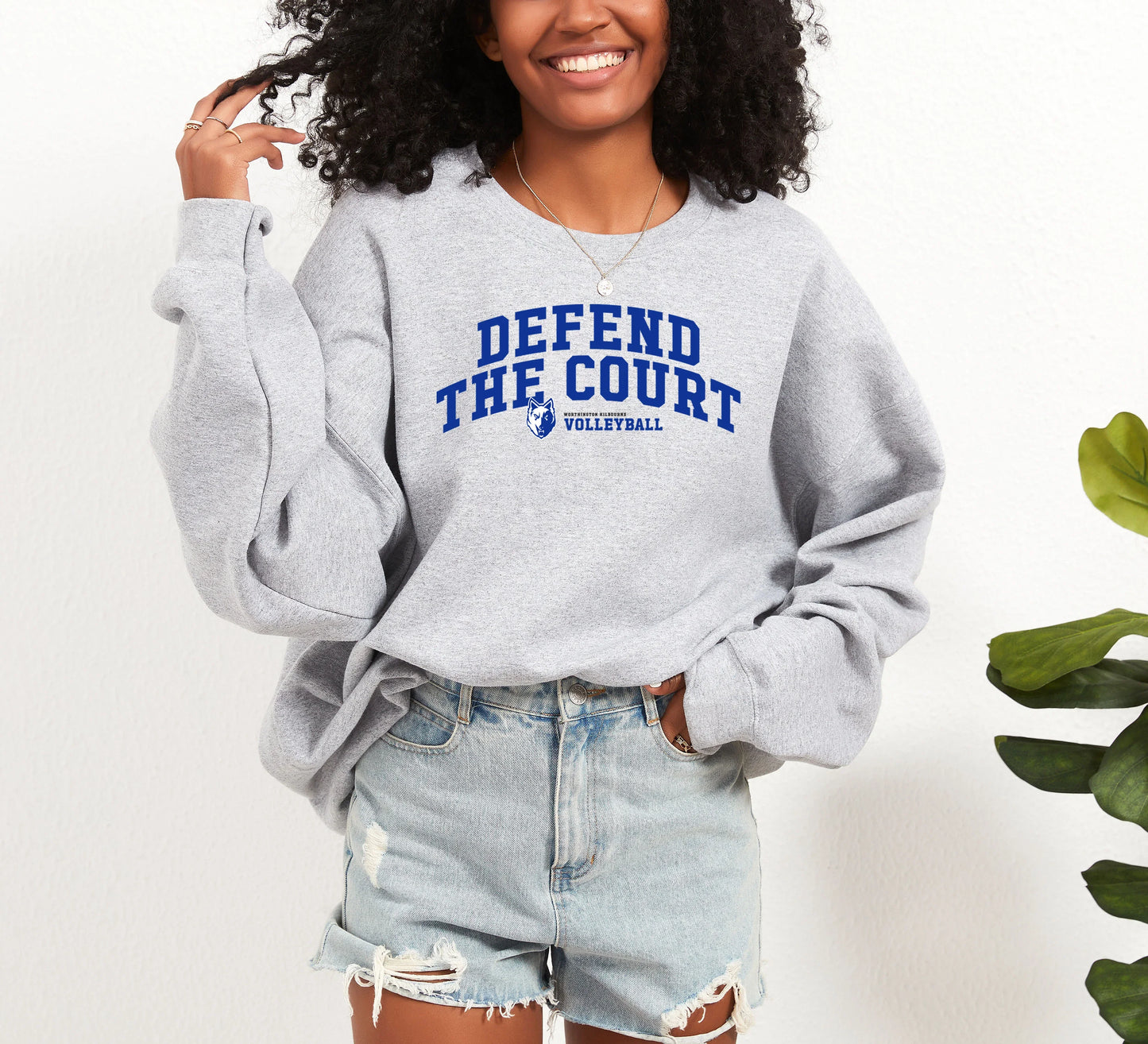 Women's Worthington Kilbourne "Defend The Court" Gildan Heavy Blend Crew Sweatshirt - Varsity92