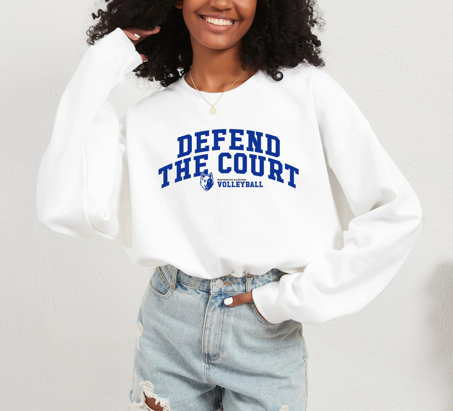 Women's Worthington Kilbourne "Defend The Court" Gildan Heavy Blend Crew Sweatshirt - Varsity92