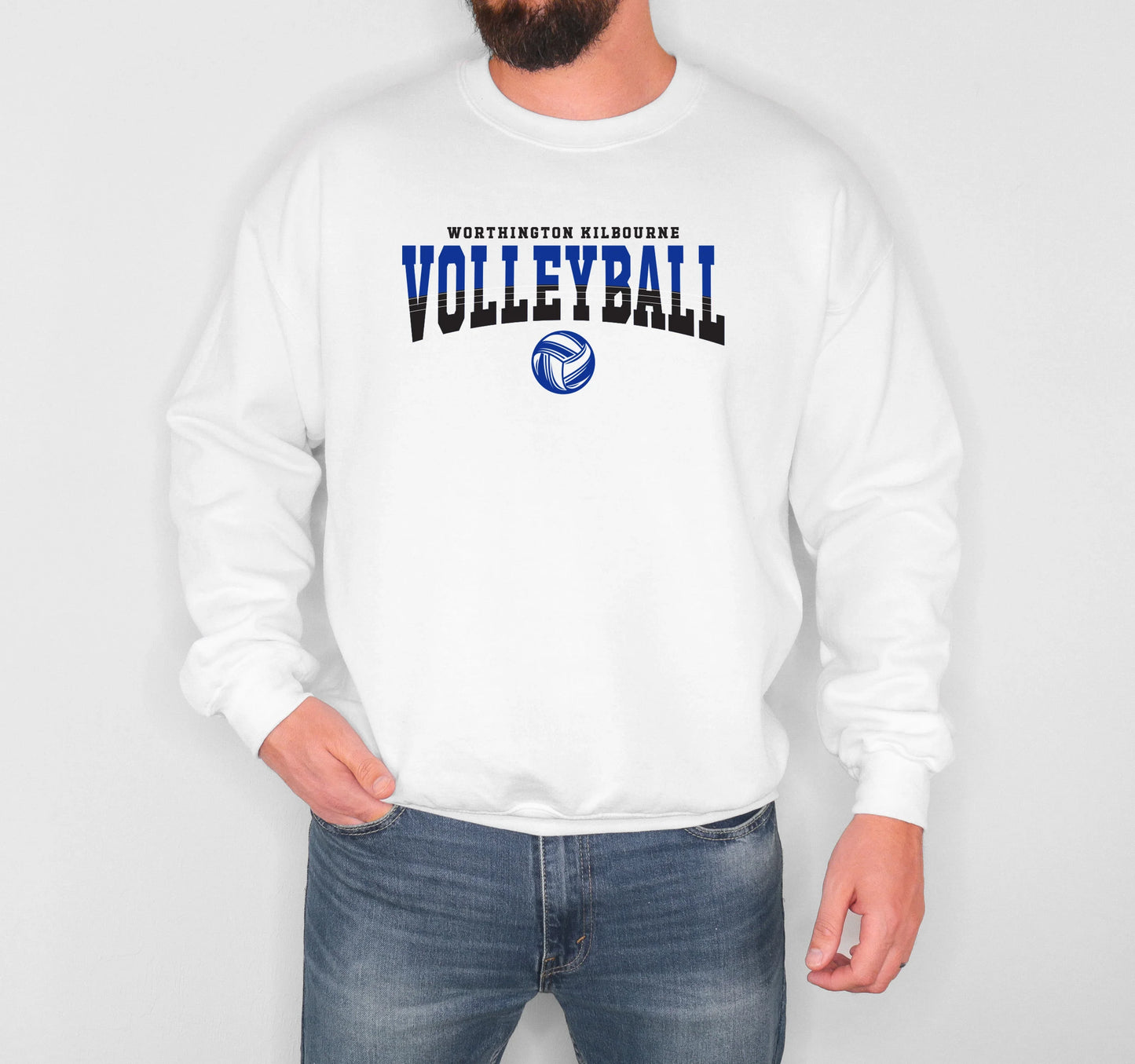Men's "Worthington Kilbourne Volleyball" Gildan Heavy Blend Crew Sweatshirt - Varsity92