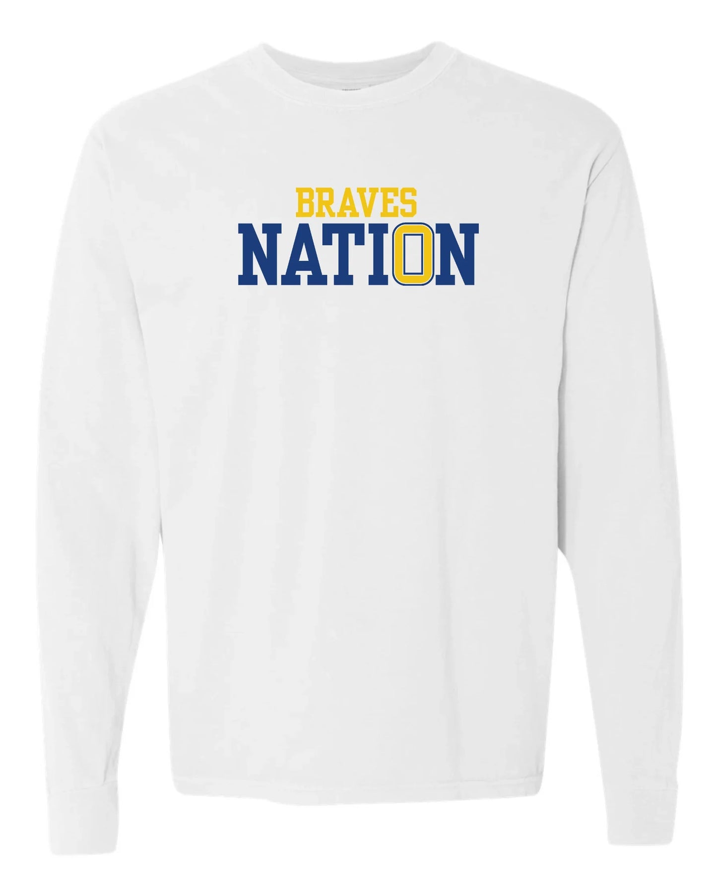 “Braves Nation” Comfort Colors Unisex Long Sleeve Tee - Varsity92