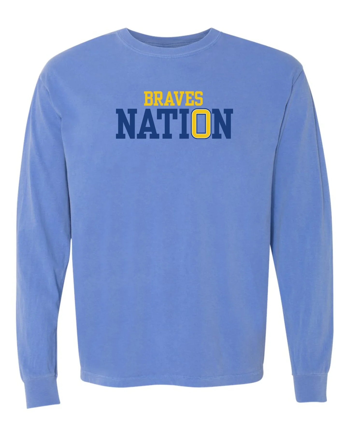 “Braves Nation” Comfort Colors Unisex Long Sleeve Tee - Varsity92