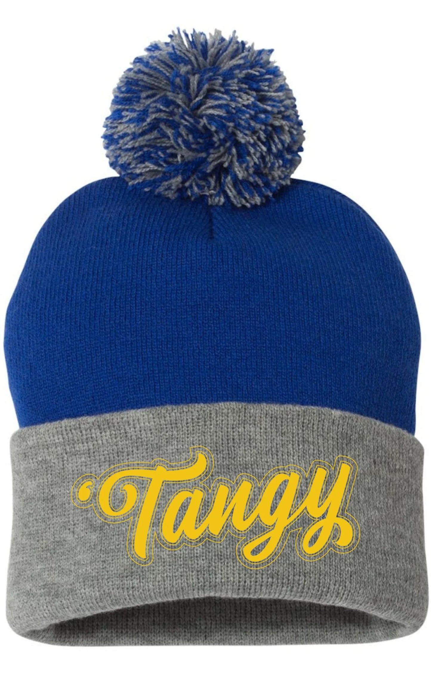 “Tangy” Embroidered Pom Pom Cuffed Beanie - Varsity92