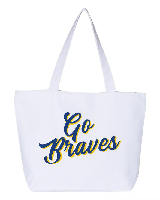 "Go Braves" Zippered Canvas Tote - Varsity92