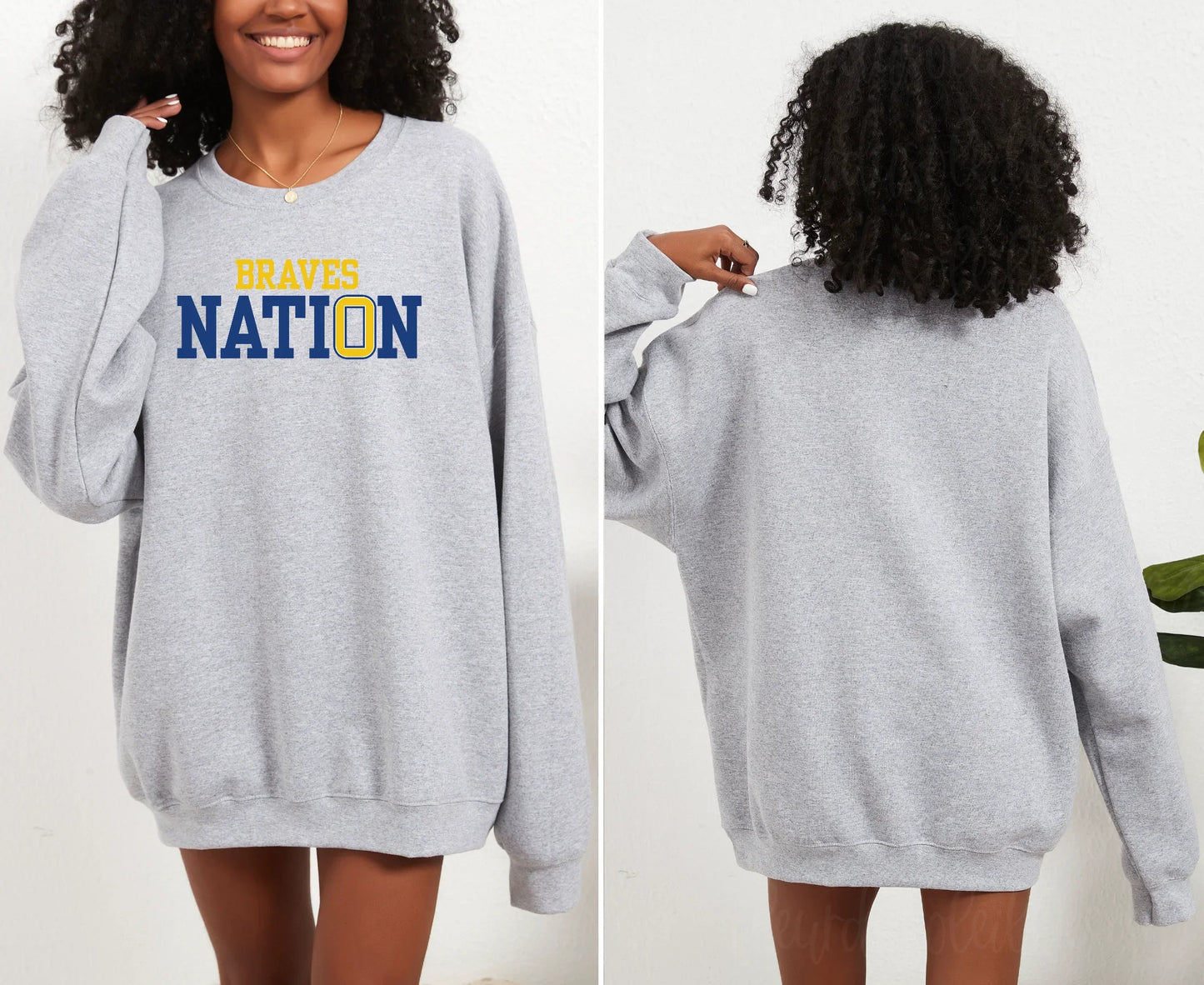 "Braves Nation" Gildan Heavy Blend Crew Sweatshirt - Varsity92